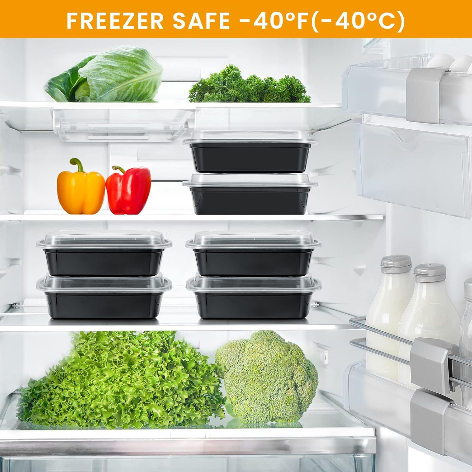 Kitch’nMore 38oz Meal Prep Containers, Extra Large &Thick Food Storage Containers with Lids, Reusable Plastic,Disposable Bento Box,Stackable,Microwave/Freezer/Dishwasher Safe, BPA Free (30Pack) - Image 7
