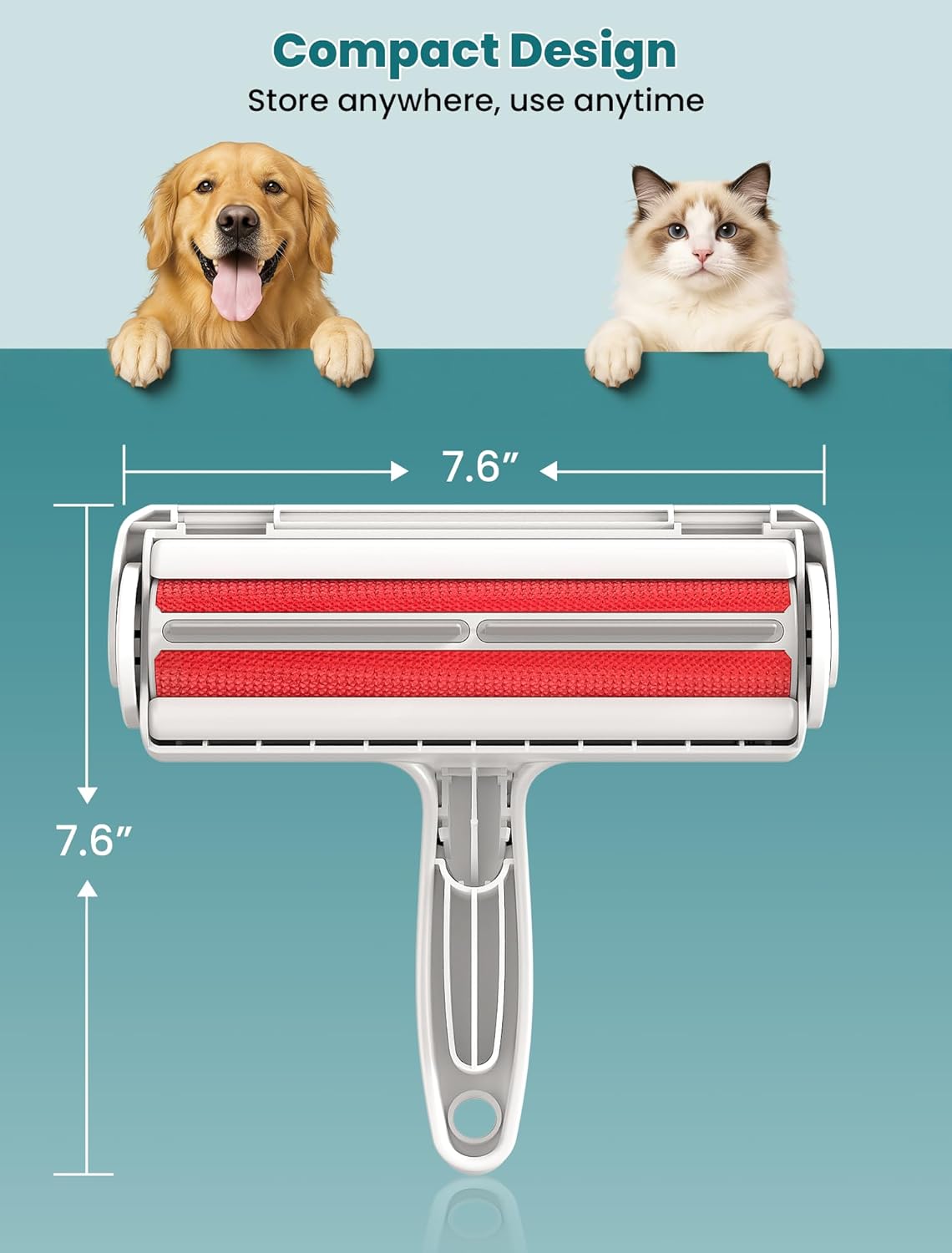 DELOMO Pet Hair Remover Roller: Reusable Lint Roller with Large Fur Bin - Portable Cat and Dog Hair Remover for Couch, Bedding, Car, Rugs & Furniture, Effective and Eco-Friendly, for Multi-Pet Homes - Image 9