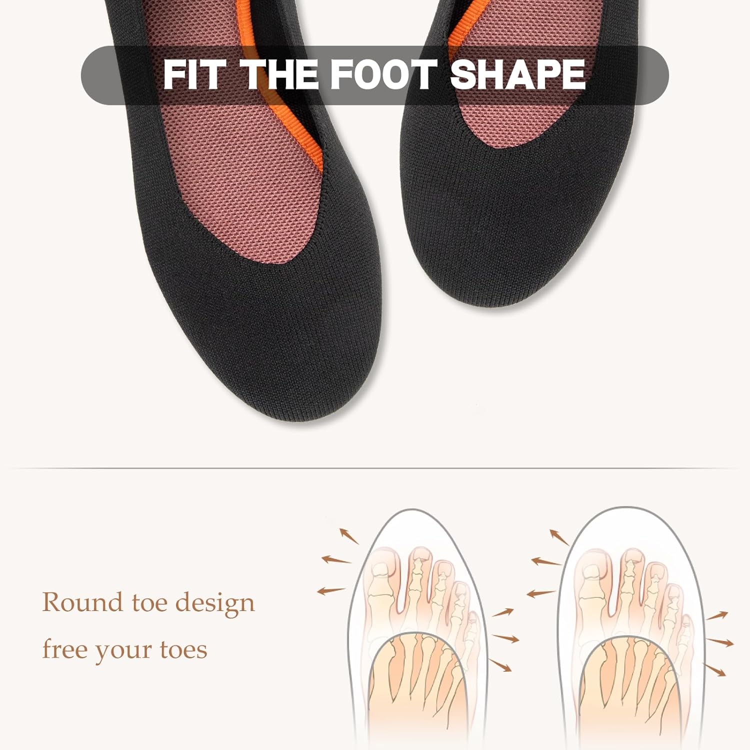 ATHMILE Women's Flat Ballet Shoes Knit Flat Shoes for Women Round Toe Slip on Women Flats for Dressy Casual Office Work Wedding Comfort Soft - Image 5