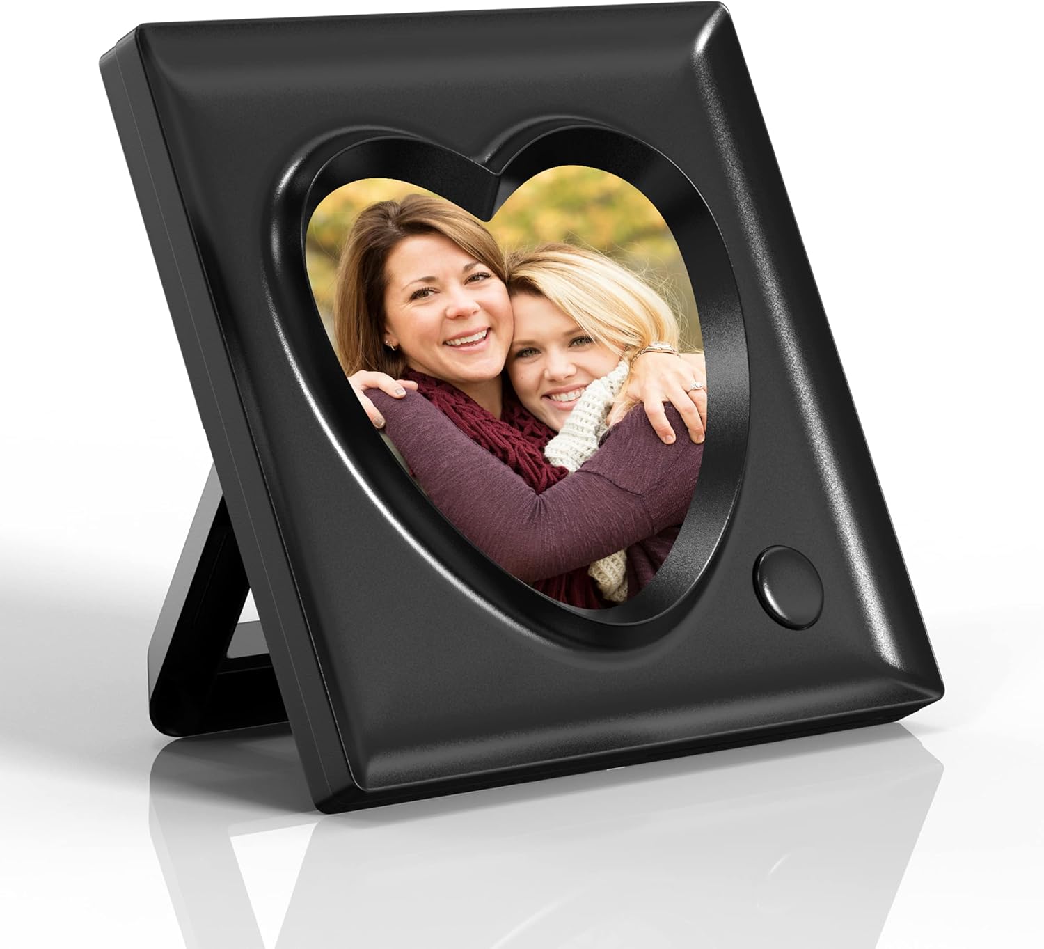 KWANWA Recordable Picture Frame – 20-Second Voice Recording, 3.9x3.9 Heart Shape Photo Frame, Personalized Keepsake for Loved Ones, Memorial, Long Distance, Birthday, Christmas, Mother's Day, Wedding – Tabletop Display for Home Office Desk