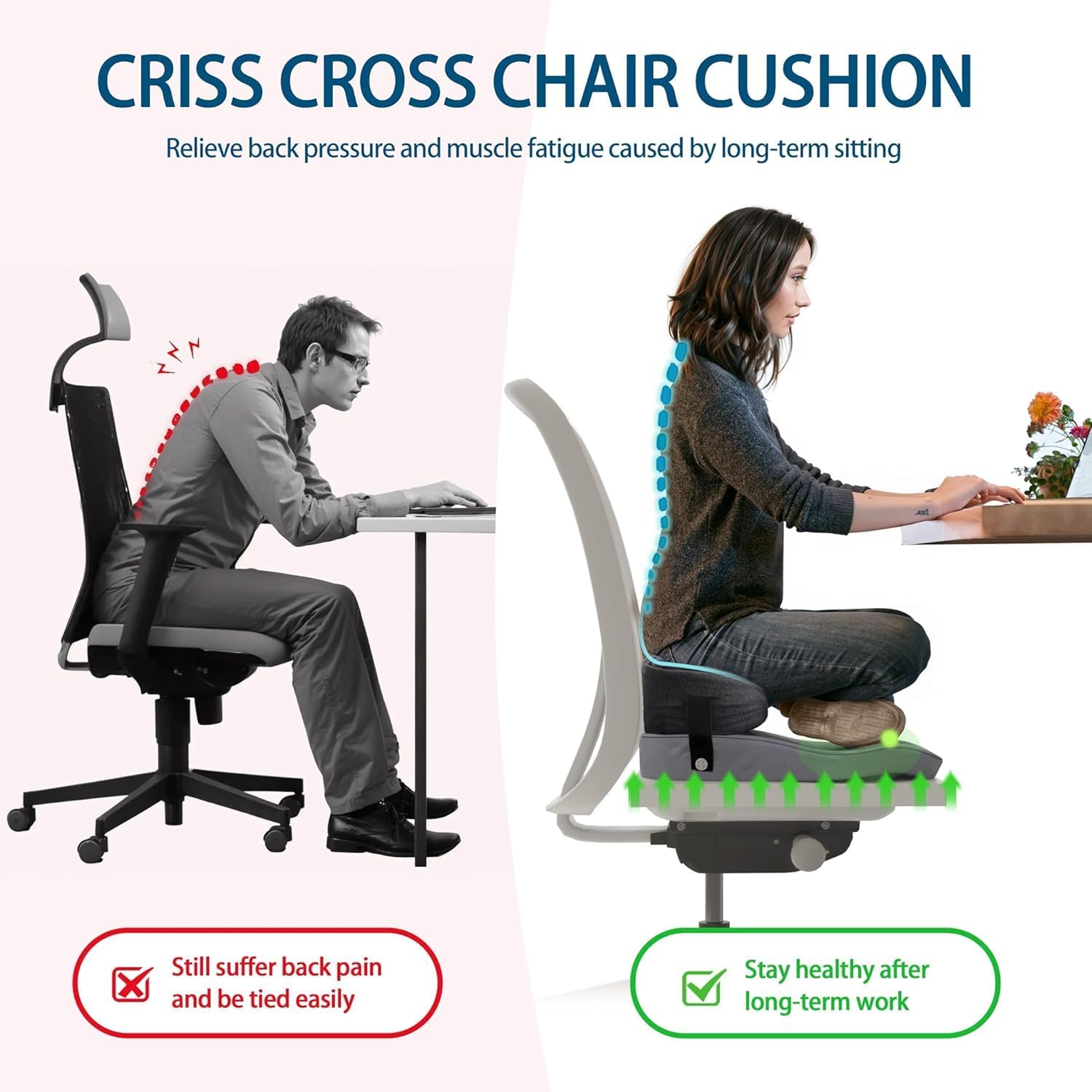 Seat Cushion for Office Chairs - Cross Legged Yoga Meditation Cushion Floor Pillows Yoga Enthusiasts Chair Cushion for Adults Long Sitting, Detachable of 2 PCS - Image 6