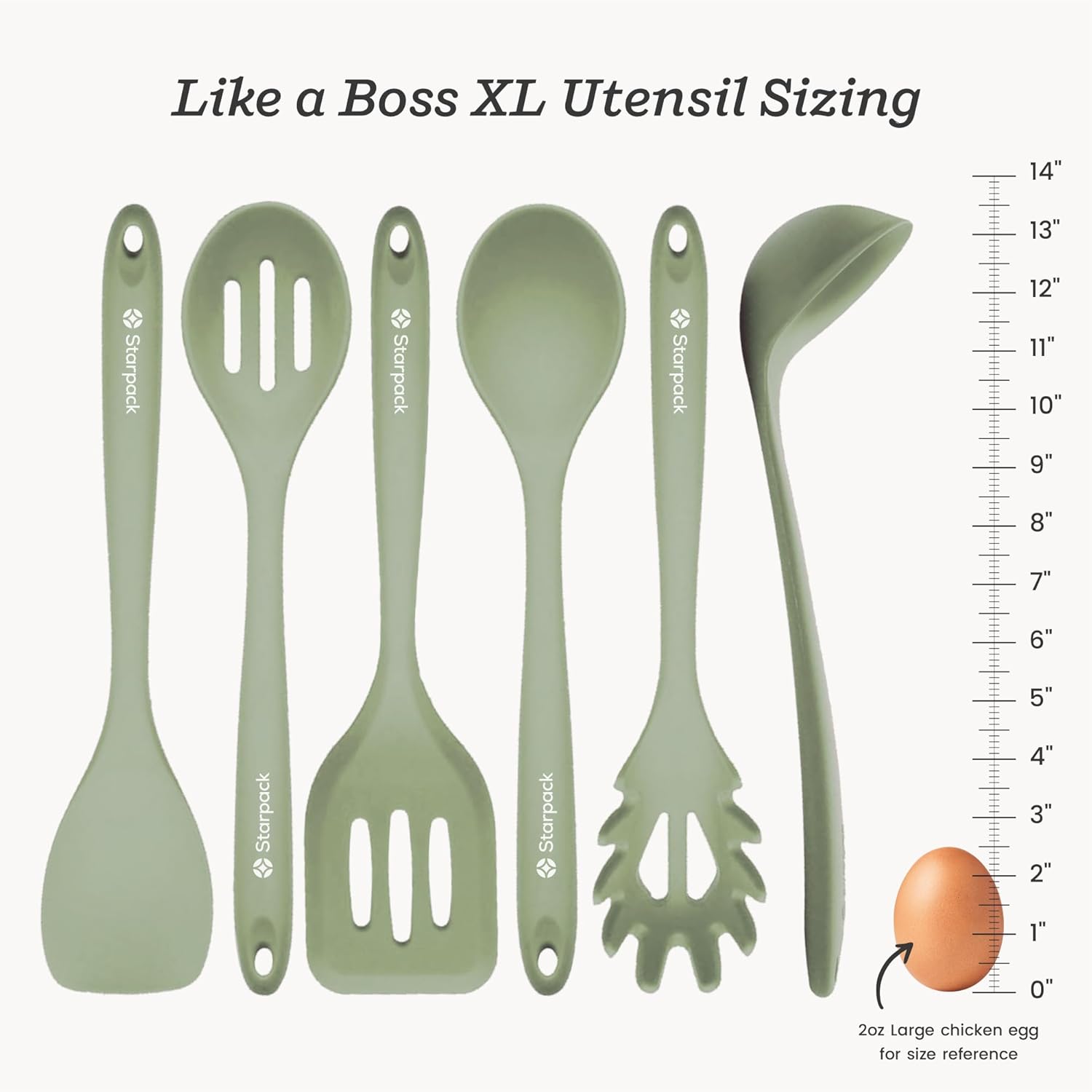 Starpack 'Like a Boss' XL Premium Silicone Cooking Utensils Set (6 Pcs) 13" - Heat Resistant Kitchen Utensils 600°F - Non-Stick Silicone Utensil Set - Large Kitchen Utensils Set for Cooking & Serving - Image 4