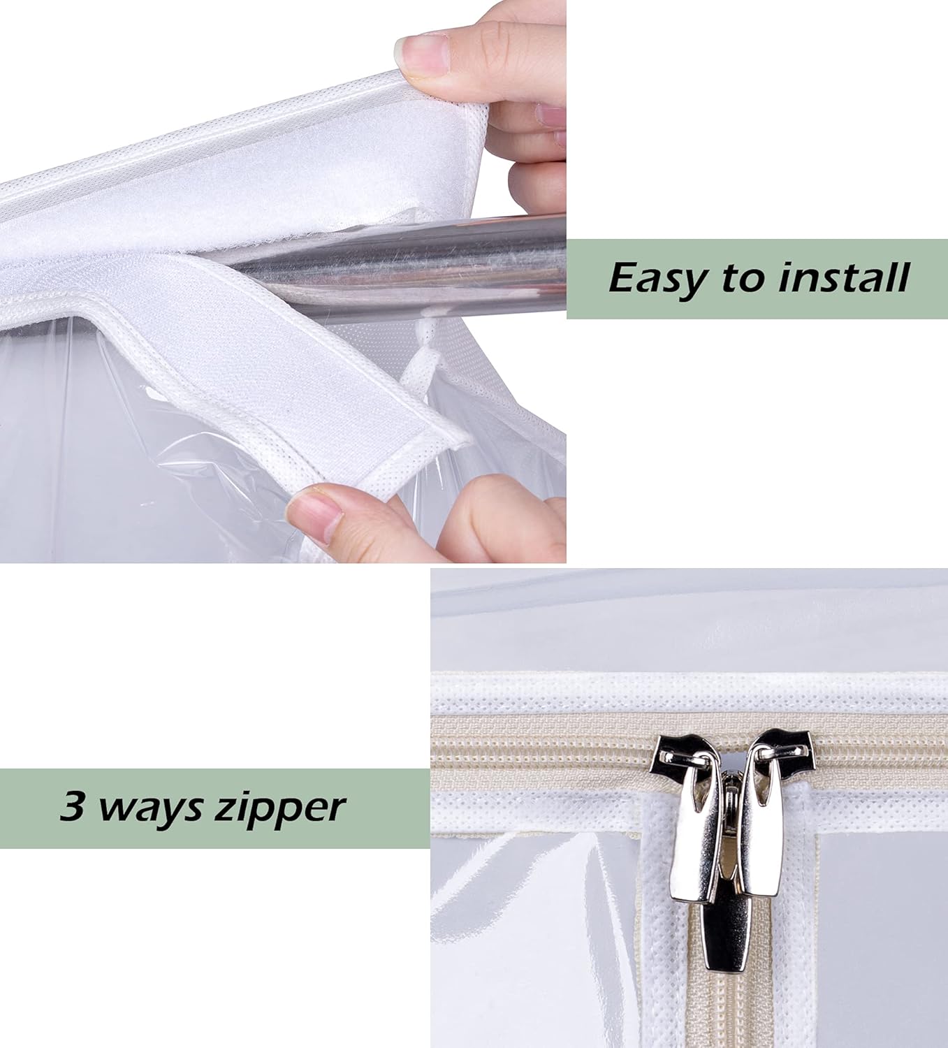 KEETDY 43" Hanging Garment Bags for Closet Storage Large Clear Window Hanging Clothes Storage Garment Rack Cover Coat Protector for Suit, Wardrobe, Bottom Enclosed - Image 5