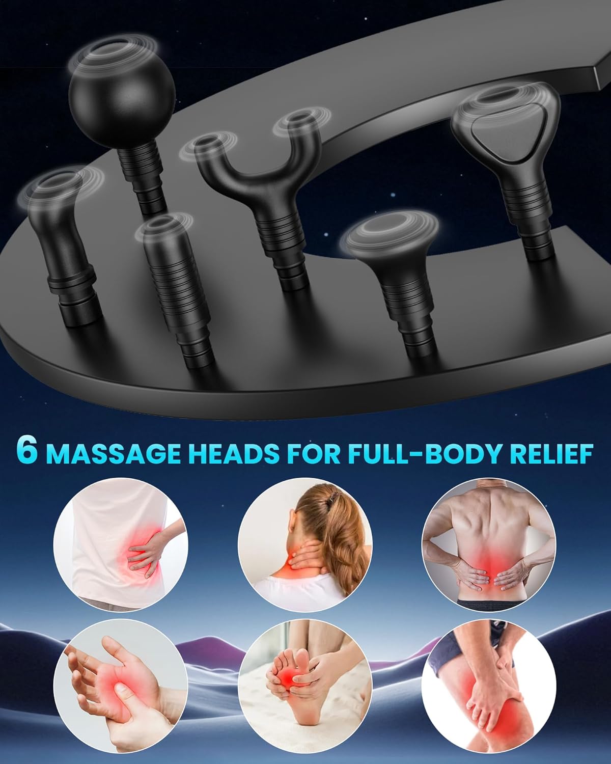 Deep Tissue Massage Gun, Portable Percussion Electric Muscle Massager for Pain Relief, Handheld Massagers with 30 Speeds & 6 Attachments for Back and Neck, Gifts for Men Women - Image 5