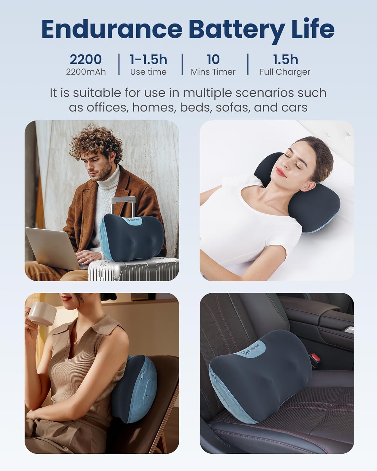 COMFIER Shiatsu Neck and Back Massager with Heat, Neck Massager Pillow with 3D Kneading Deep Tissue, Cordless & Portable, Soothes Muscle Tension at Home, Office, Travel,Mothers Day Gifts for Women - Image 2