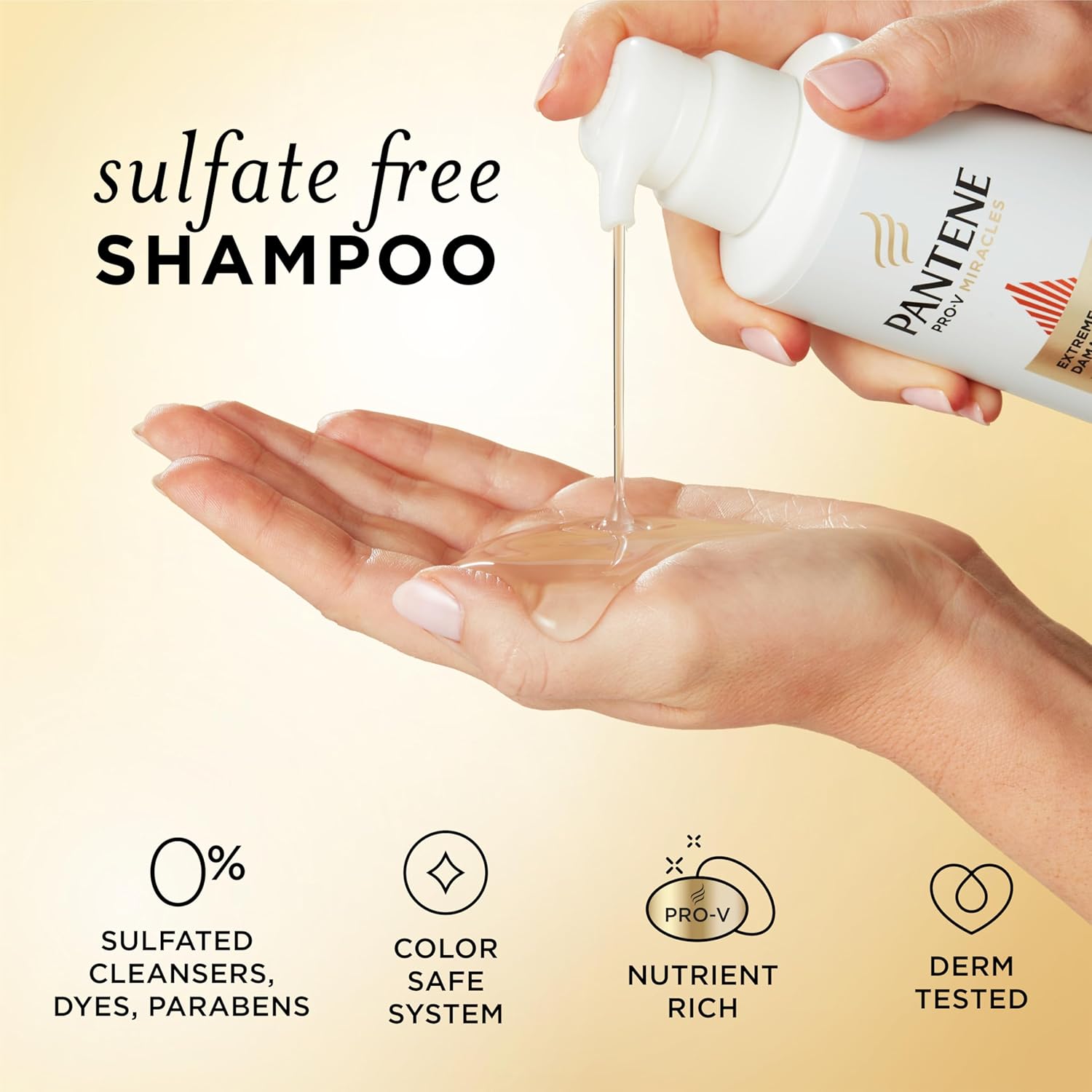 Pantene Pro-V Miracles Sulfate Free Shampoo, Extreme Damage Care Regenerative Oil Blend, Soften and Strengthen Stressed, Dry, Damaged Hair, Argan & Jojoba Oils, Paraben-Free, 13.5 Fl Oz - Image 7