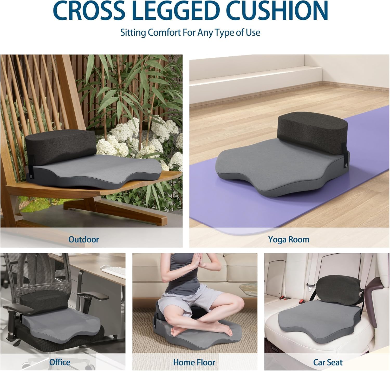 Seat Cushion for Office Chairs - Cross Legged Yoga Meditation Cushion Floor Pillows Yoga Enthusiasts Chair Cushion for Adults Long Sitting, Detachable of 2 PCS - Image 7