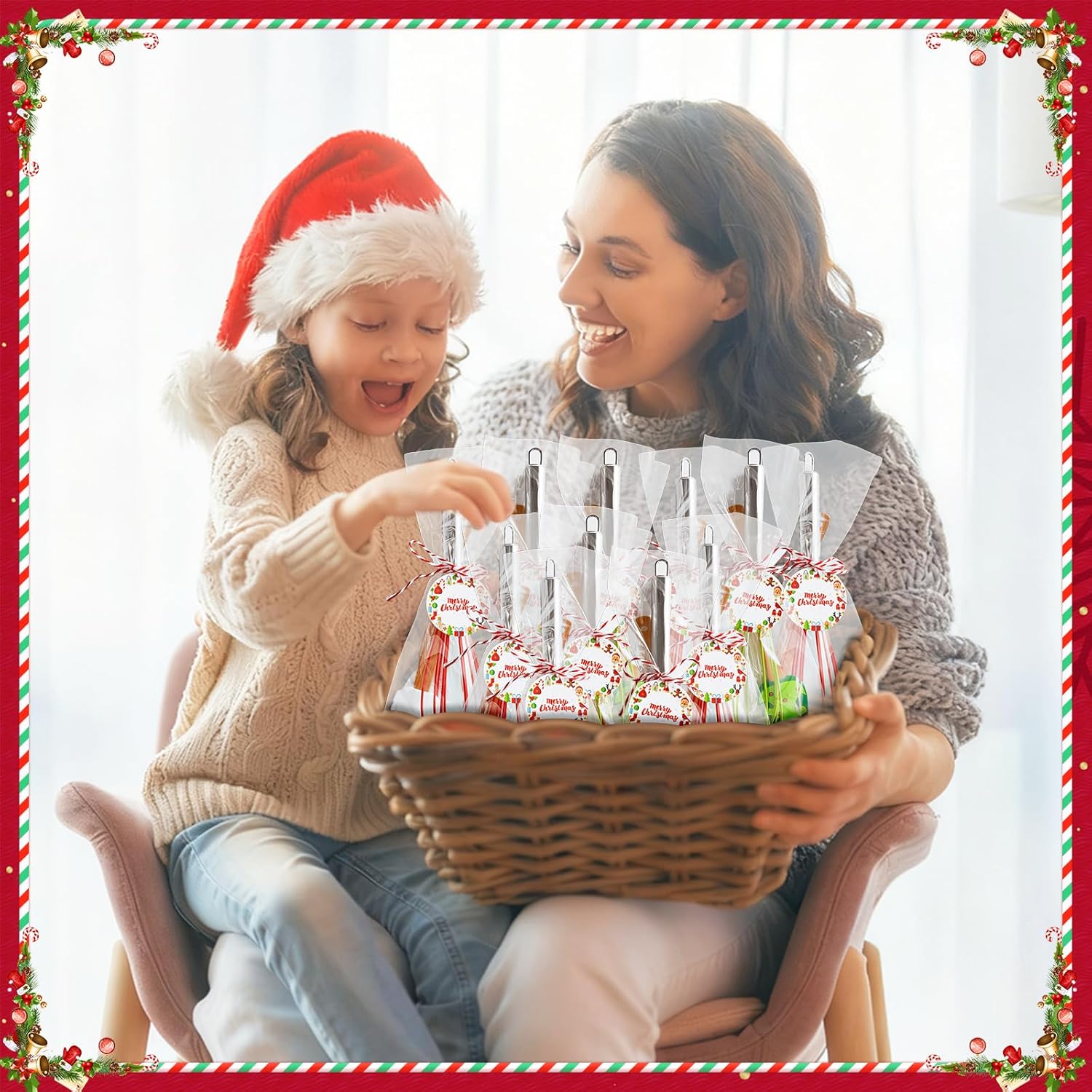 12 Sets Christmas Whisk Baking Supplies Gifts Sets Stainless Steel Whisk Silicone Spatula with Cards Ribbons Packing Bags Gift for Neighbor Employee Cooking Supplies Christmas Stocking Stuffers Ideas - Image 7