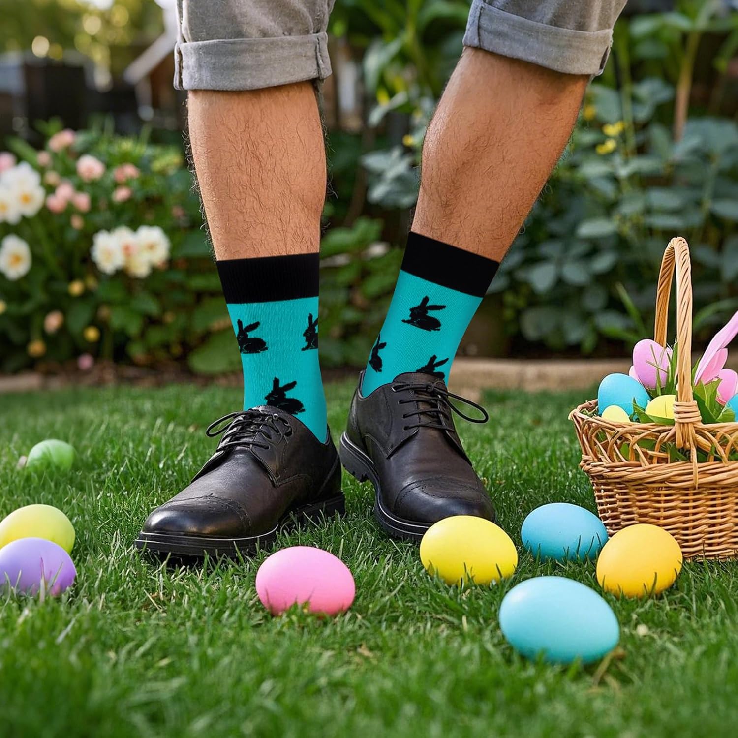 Happy Easter Eggs Bunny Socks for Men Women Teen Boys Kids- Easter Gifts Funny Novelty Crazy Silly Cool Fun Socks - Image 6