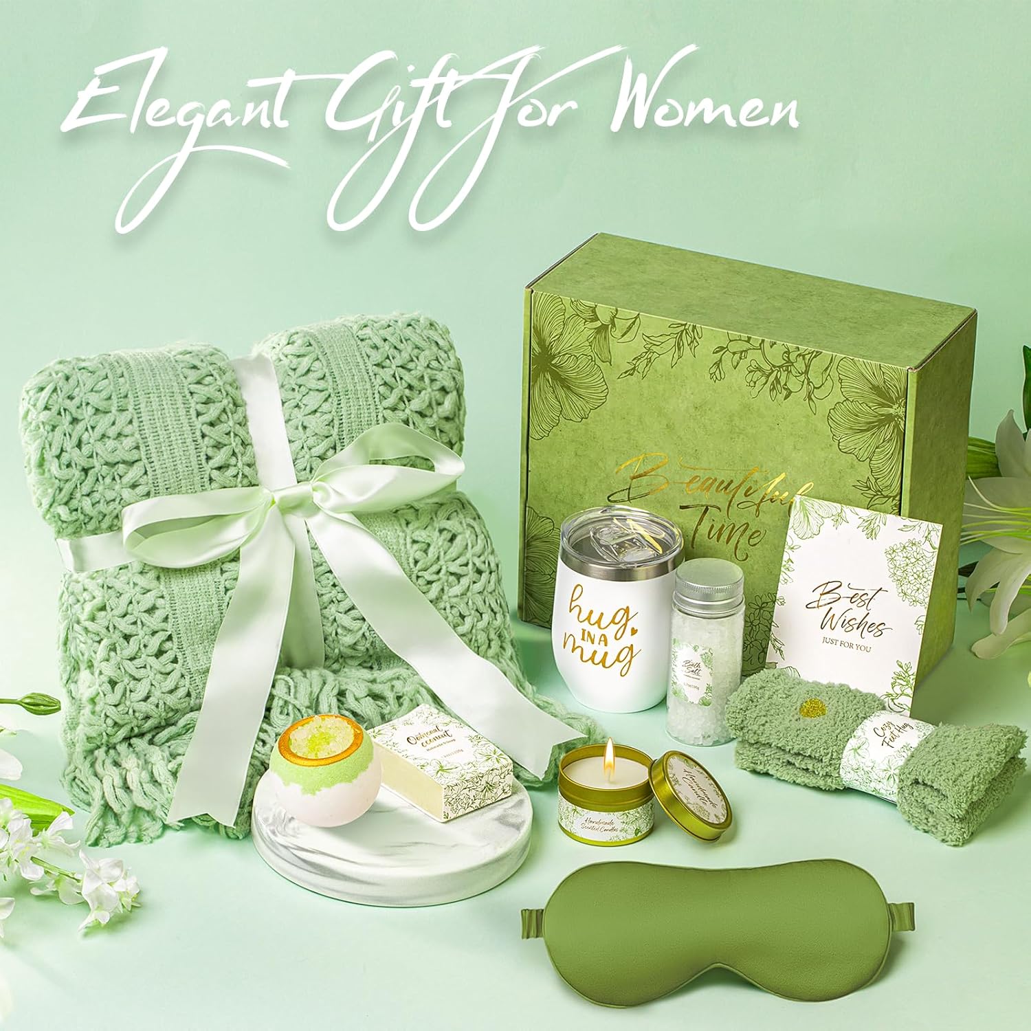Get Well Gifts for Women,Self-Care Spa Basket, Birthday Gift With Luxury Knitted Throw, Ideal Get Well, Comfort, Relaxation Gift Package for Mom, Wife, Friend, Sister - Image 4