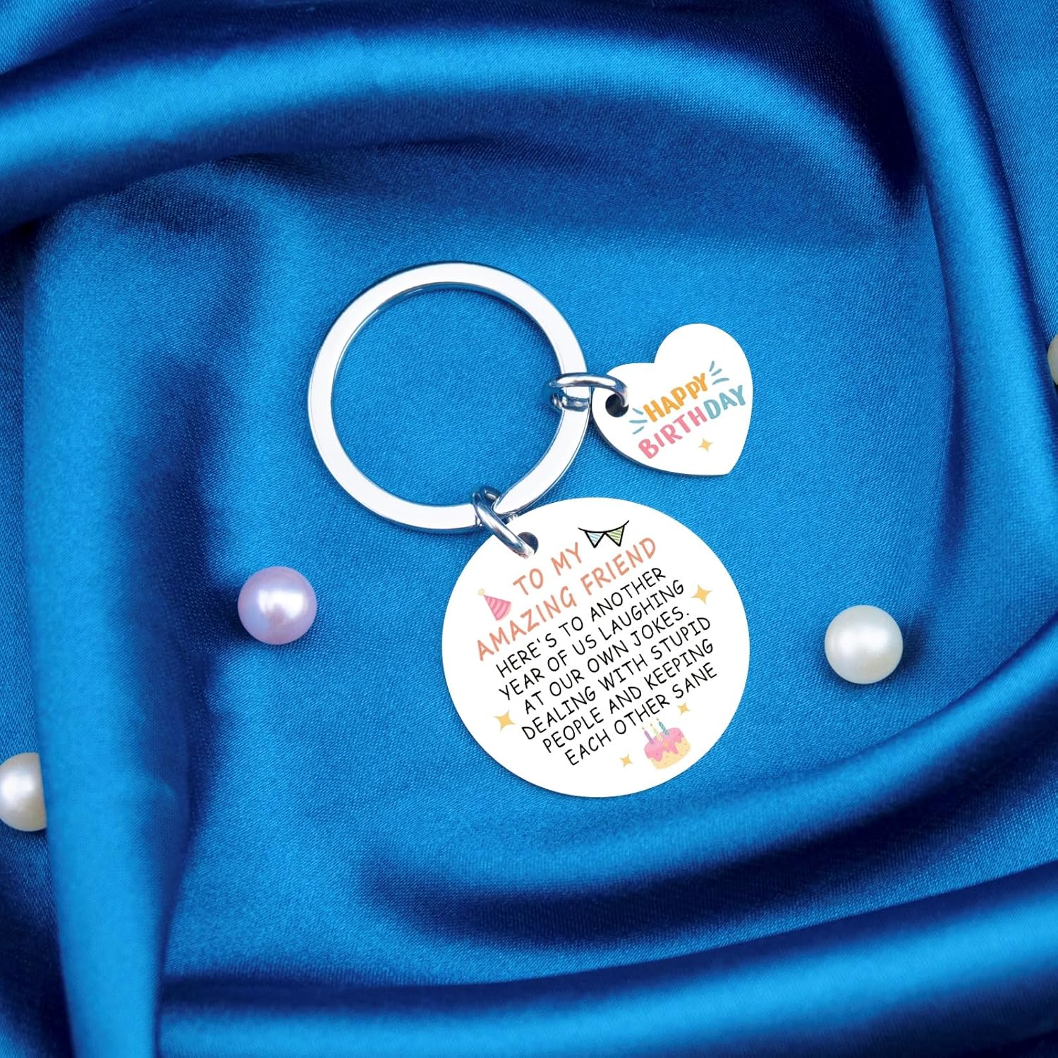 Best Friend Birthday Gifts for Women Girls Happy Birthday Bestie Gift Funny Friendship Gifts for BFF Coworker Classmate To My Amazing Friend Keychain - Image 2