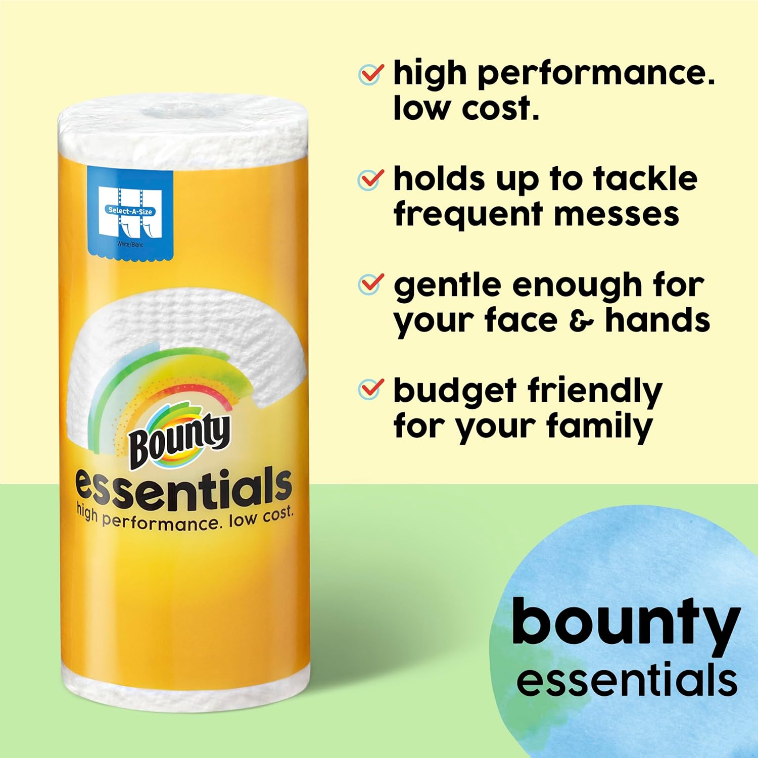 Bounty Essentials Select-A-Size Paper Towels, White, 2 Triple Rolls = 6 Regular Rolls (Packaging May Vary) - Image 2