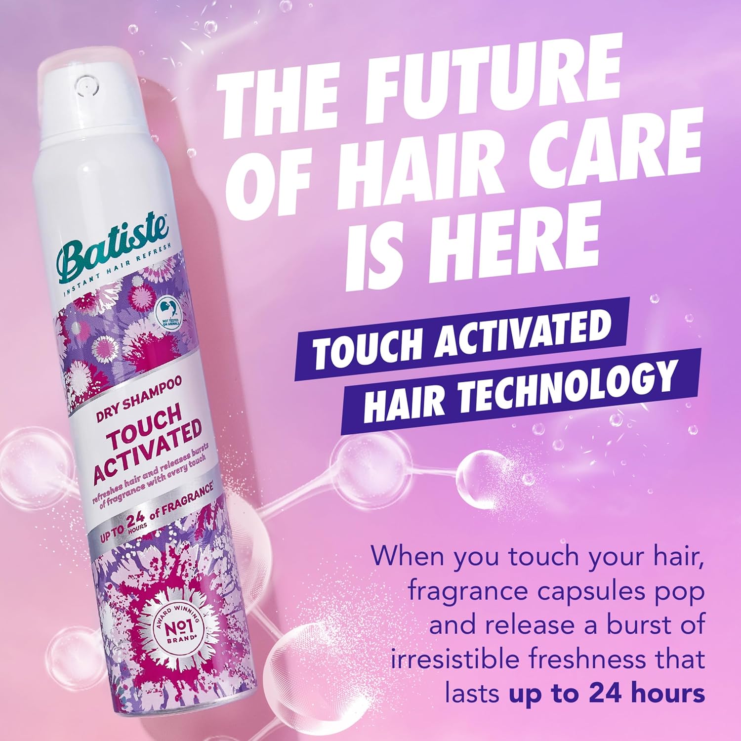 Batiste Touch Activated Dry Shampoo, Up to 24 Hours of Freshness, Absorbs Oil in Hair Between Washes with Lasting Scent Releasing Technology, 3.81 Oz - Image 2