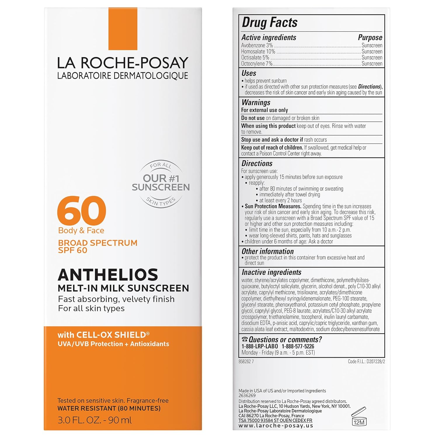 La Roche-Posay Anthelios Melt-In Milk Sunscreen SPF 60, Sunscreen For Body & Face, Broad Spectrum SPF + Antioxidants, Oil Free, Lightweight & Fast Absorbing, Oxybenzone Free - Image 6