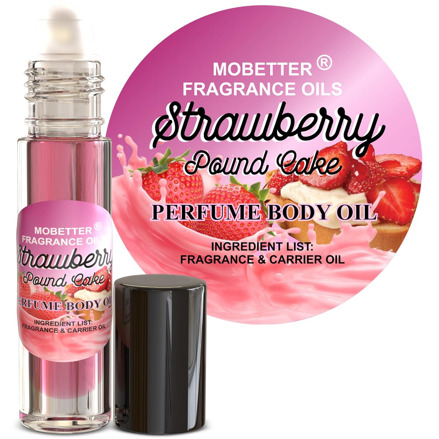MOBETTER FRAGRANCE OILS Strawberry Pound Cake Perfume body oil fragrance, Floral Fruity Gourmand fragrance for women, Travel Size