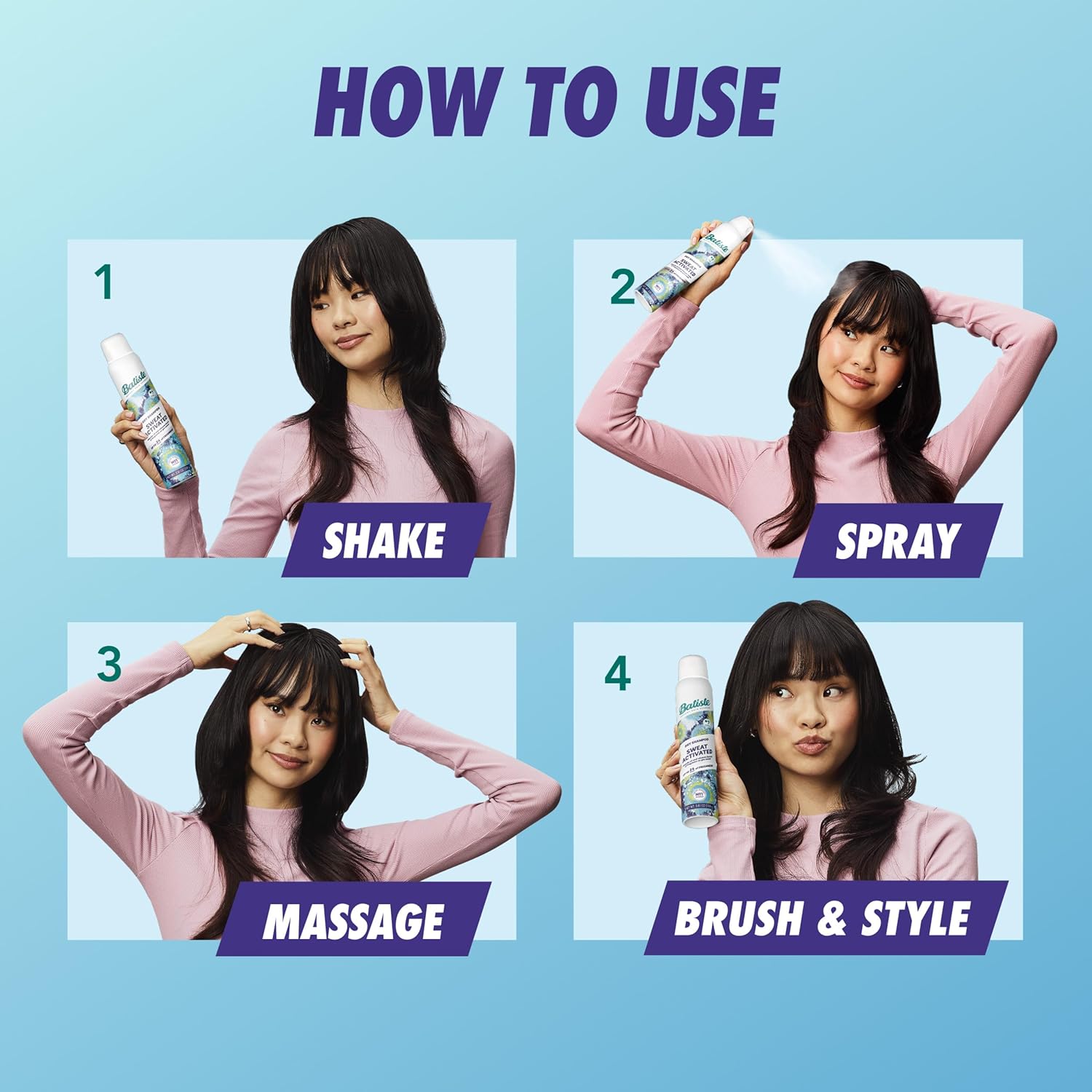Batiste Sweat Activated Dry Shampoo, Neutralizes Odor for Up to 24 Hours & Prevents Sweat Buildup in Hair, Waterless Shampoo, 3.81 Oz - Image 8