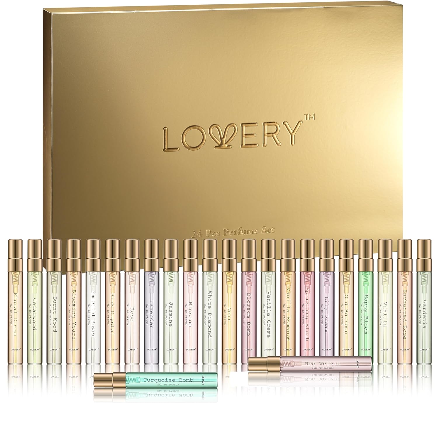 LOVERY 24-Piece Beauty Perfume Sets Gifts Set, Unique Gifts for Women - Mothers Day Gifts for Mom, Wife, Teen Girls, Floral Fragrance Sampler, Travel-Size Perfumes