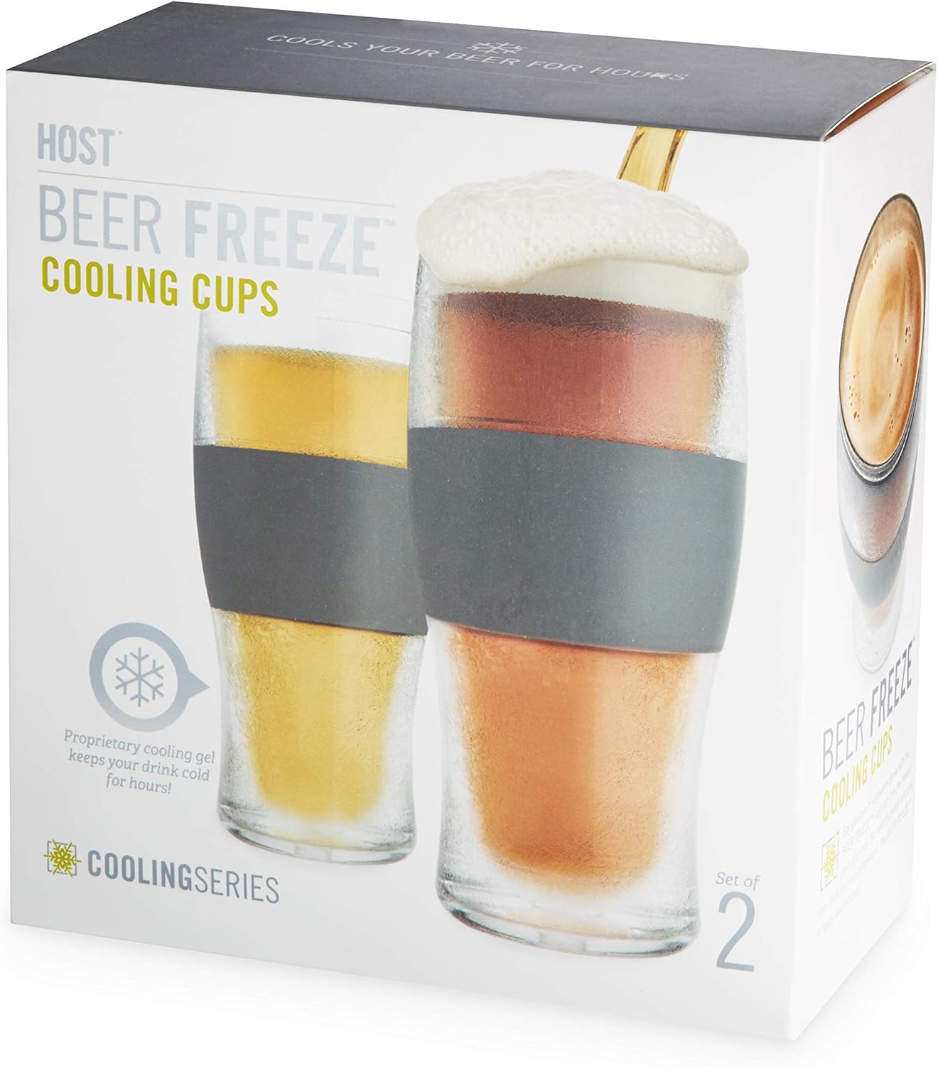 Host Freeze Beer Glasses, Freezable Beer Gifts for Men, Double Wall Insulated Pint Set, Tumbler for Cold Drinks, 16, Set of 2, Gray - Image 14