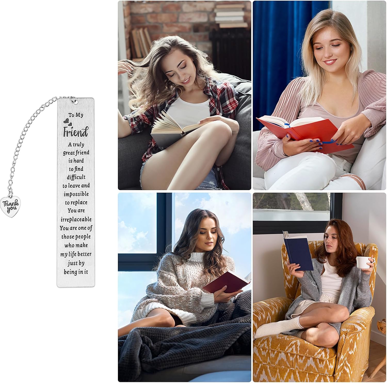 Ouligay Friend Bookmarks for Women Book Lovers Gifts Book Marks for Reading Women Long Distance Friendship Gift Best Friend Birthday Gifts for Bestie Bestfriend BFF Christmas Reader Books Club - Image 5