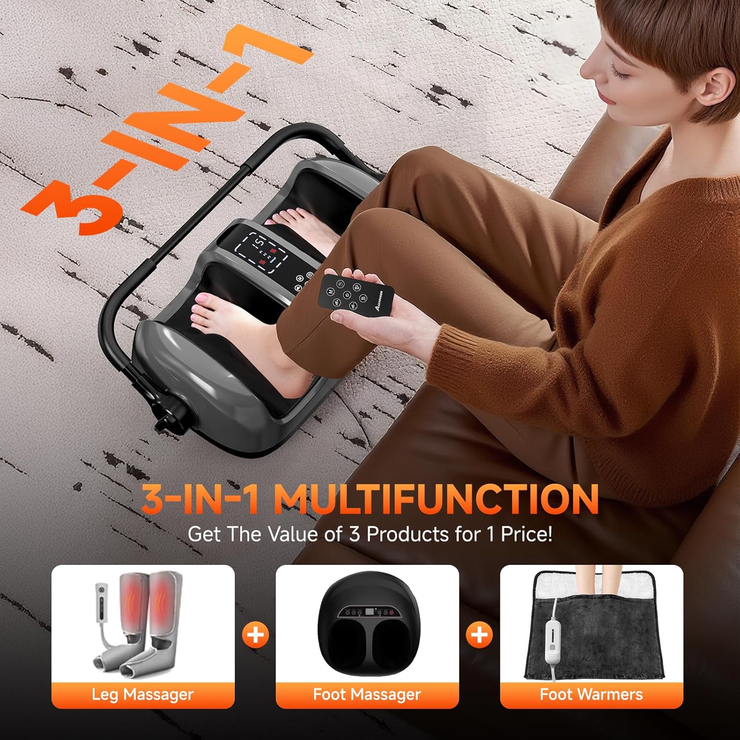 2026 Upgraded Foot Massager with Heat - Shiatsu Deep Kneading Machine for Plantar Fasciitis, Neuropathy & Circulation - 5 Intensities, 4 Modes - Ideal Gifts for Women & Men - Image 4