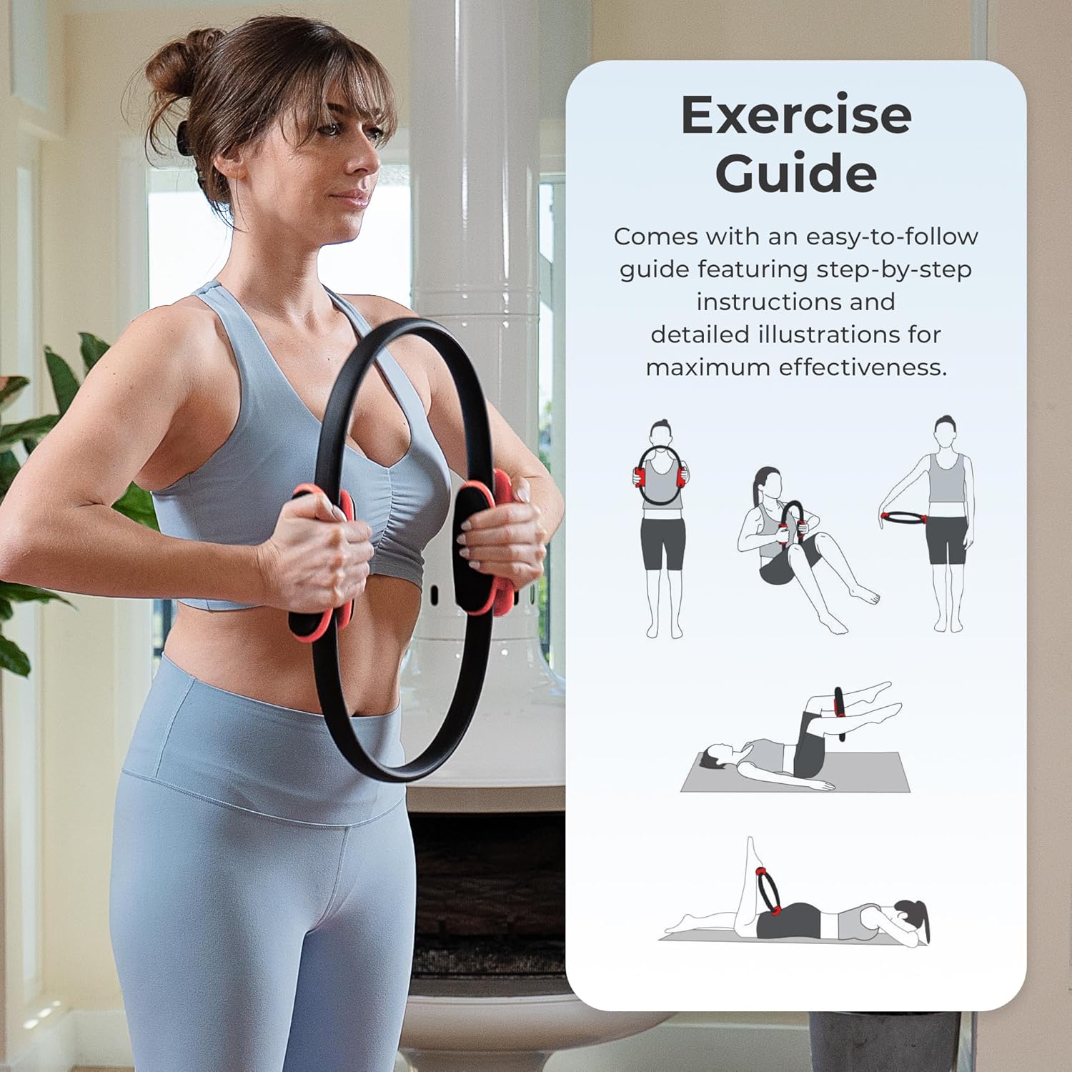Sunny Health & Fitness 15” Pilates Ring, Fitness Circle for Toning, Strength Training, Core Exercises, Lightweight & Portable, Non-Slip Foam Grip, Home Gym & Yoga Equipment - NO. 106 - Image 5