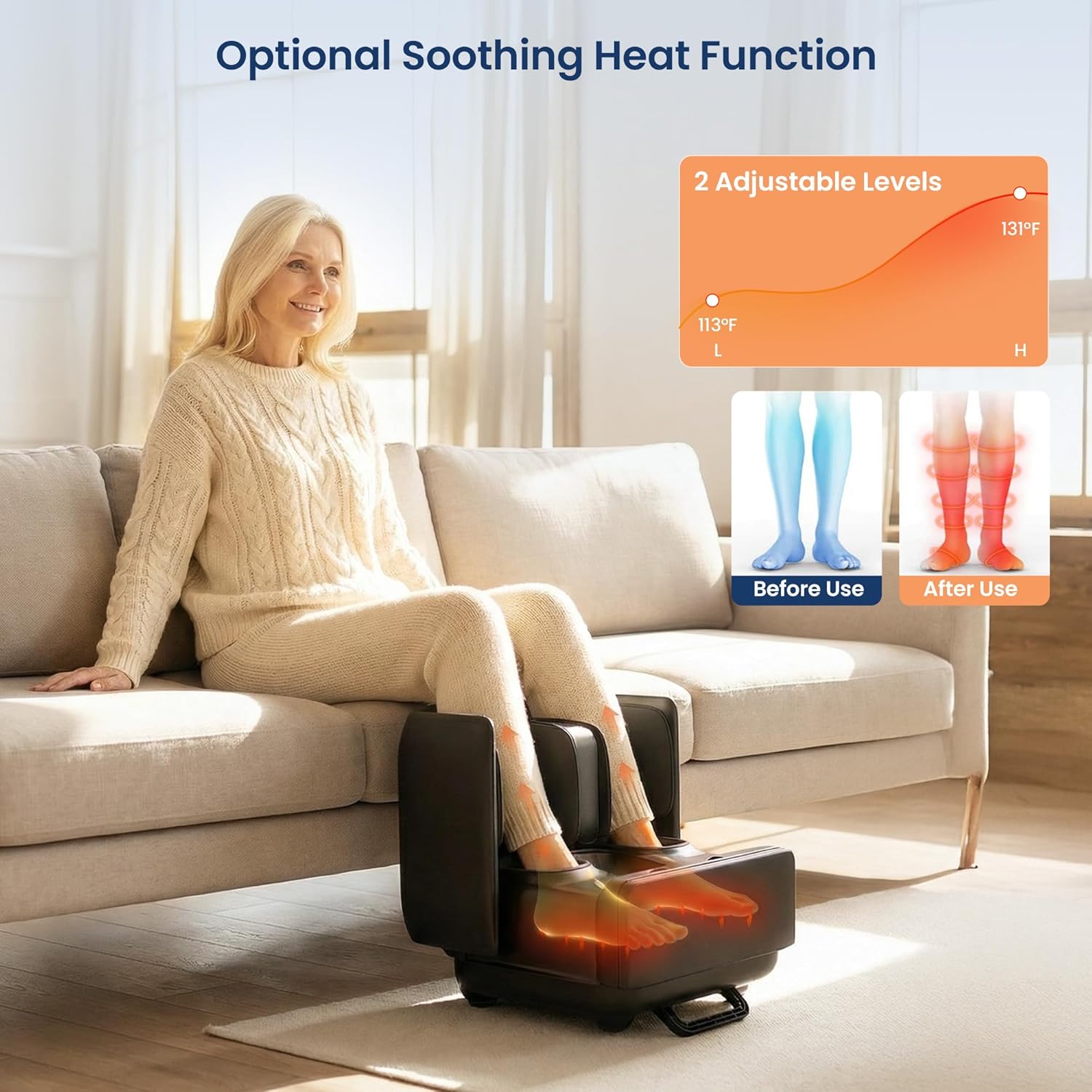 COMFIER 2 in 1 FSA Foot Massager Machine, HSA Shiatsu Foot and Calf Massager with Heat,Kneading,Vibration,Compression Massagers for Feet Health,Ankle & Leg Tired, Plantar Fasclitis,Gift for Men Women - Image 4