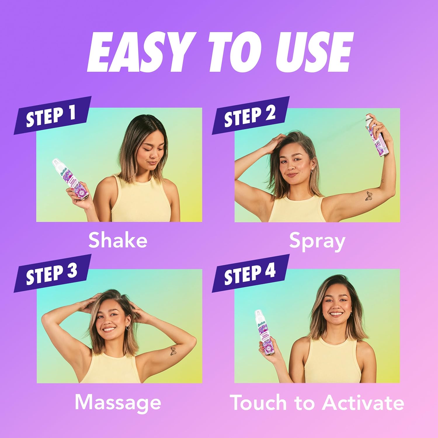 Batiste Touch Activated Dry Shampoo, Up to 24 Hours of Freshness, Absorbs Oil in Hair Between Washes with Lasting Scent Releasing Technology, 3.81 Oz - Image 9