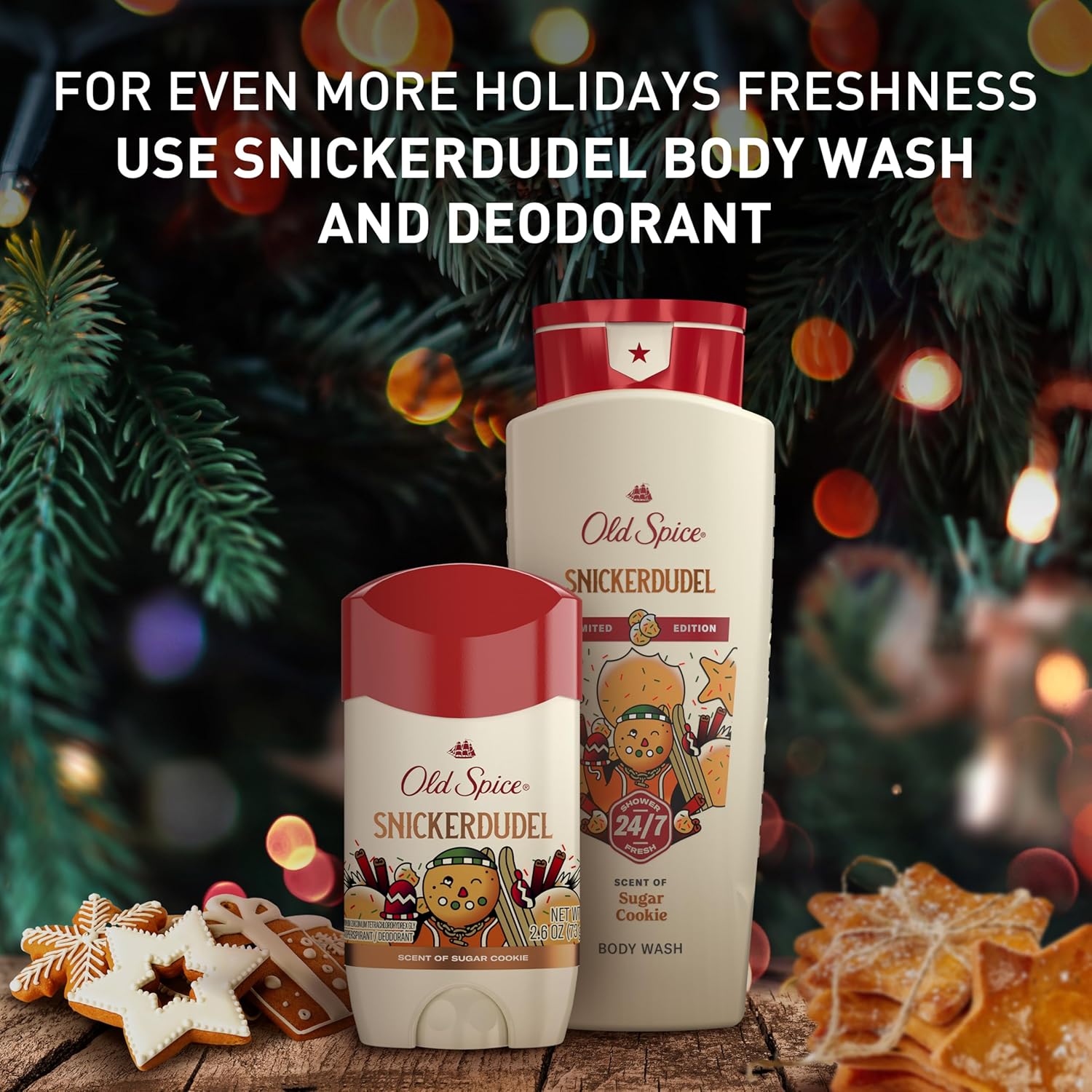 Old Spice Antiperspirant & Deodorant for Men, Holidudes Limited Edition, 24/7 Sweat Protection, Stocking Stuffer, Snickerdudel Sugar Cookie Scent, 2.6 oz - Image 8