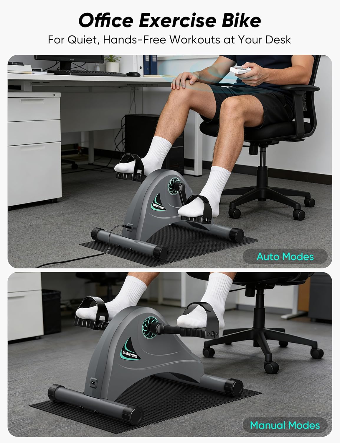 LUBBYGIM Mini Exercise Bike, Under Desk Bike Pedal Exerciser for Seniors & Physical Therapy, Electric Motorized Foot Pedal Machine for Arm and Leg Fitness, 6 Speed Levels - Image 4