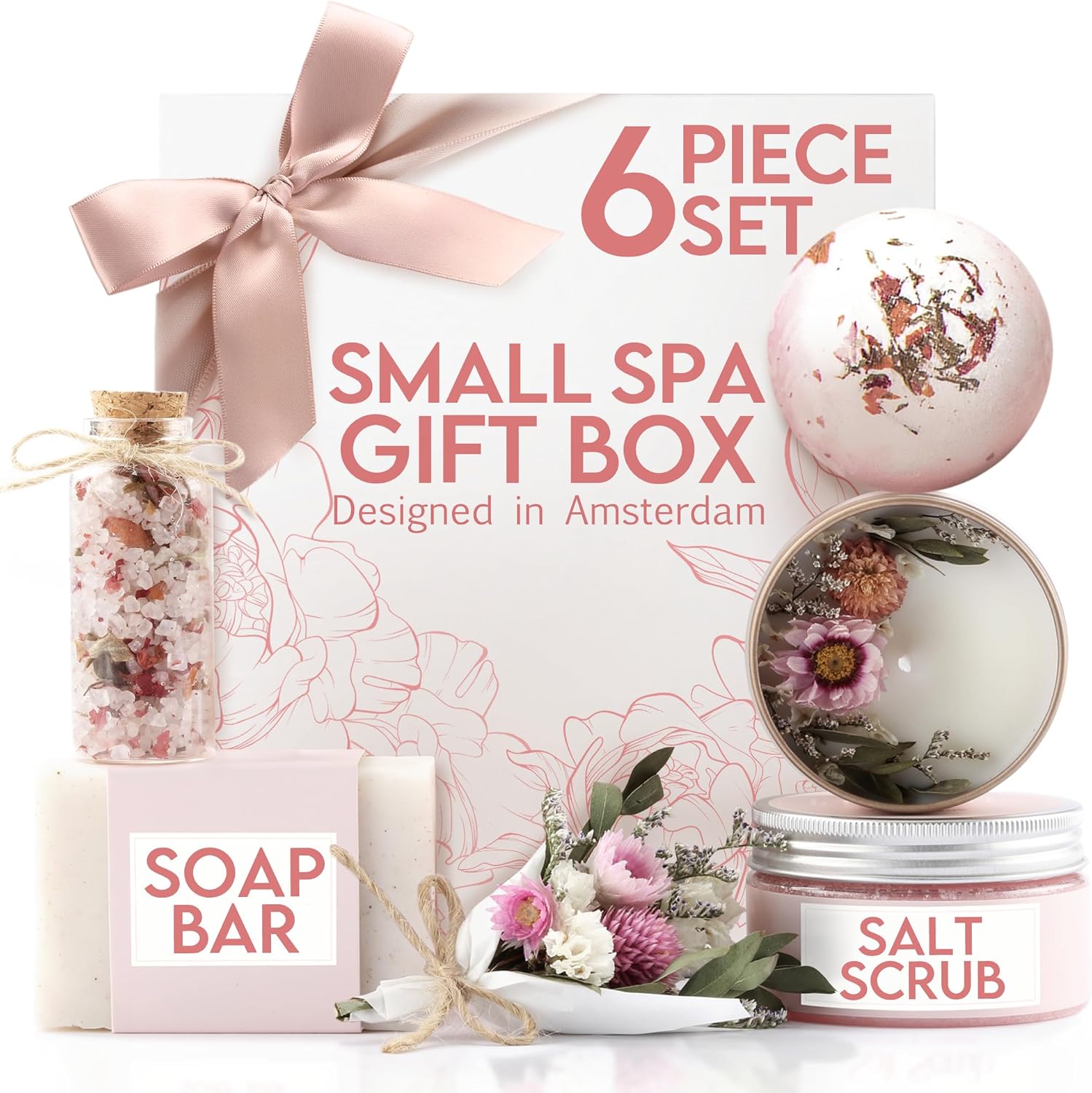 Birthday Gifts for Women – Luxury Candle Set & Bath Sets Spa Basket, Small Orchid & Jasmine Self Care Box, Gift Basket for Mom, Wife or Friend - Image 9