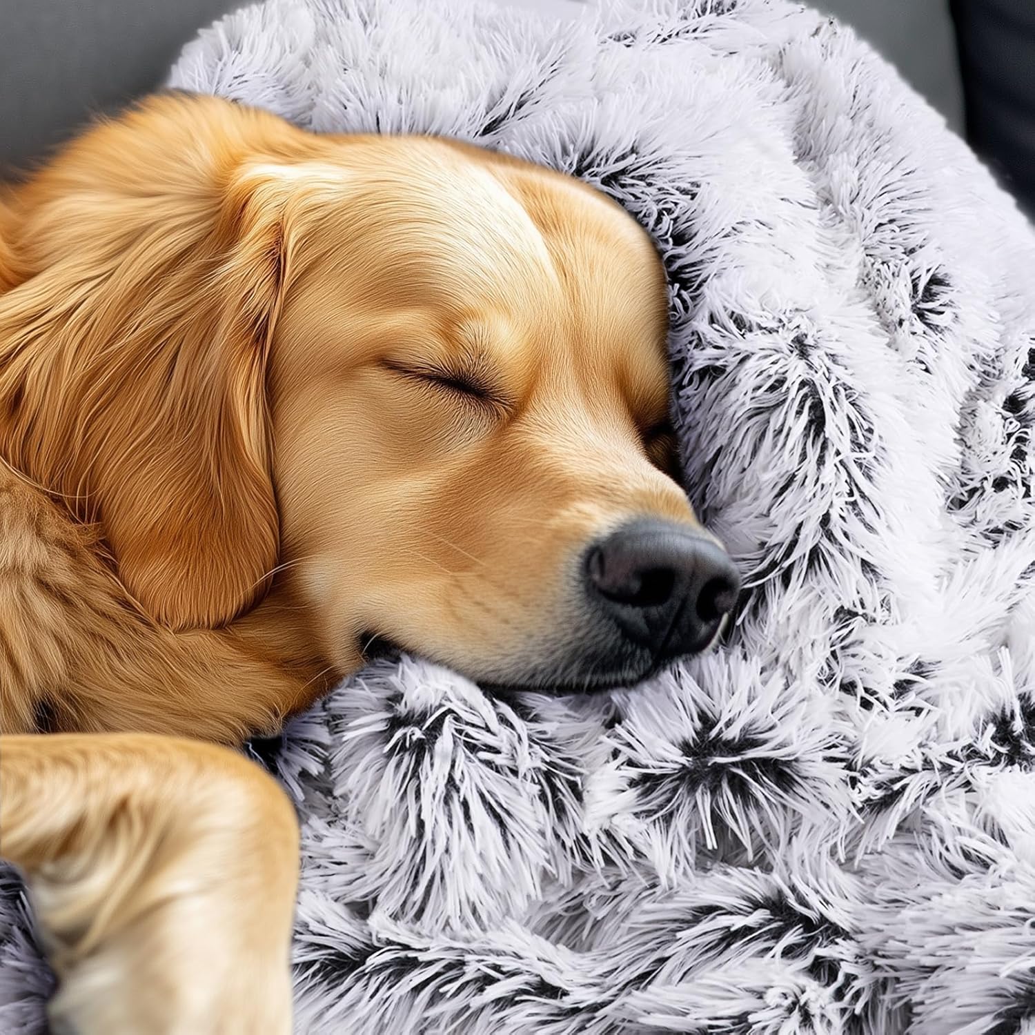 Luciphia Large Waterproof Dog Blanket for Pet Washable Liquid Proof Bed Intimacy Protection Shaggy Plush Calming Long Faux Fur Couch Cover Calming Cat Throw Blankets, Mist Grey, 60" x 80" - Image 8