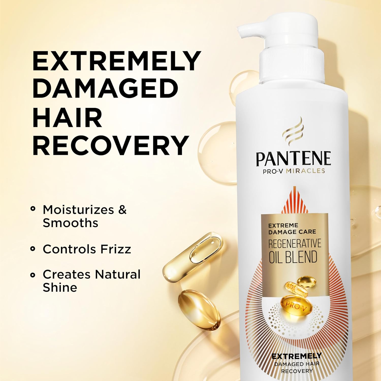 Pantene Pro-V Miracles Sulfate Free Shampoo, Extreme Damage Care Regenerative Oil Blend, Soften and Strengthen Stressed, Dry, Damaged Hair, Argan & Jojoba Oils, Paraben-Free, 13.5 Fl Oz - Image 2