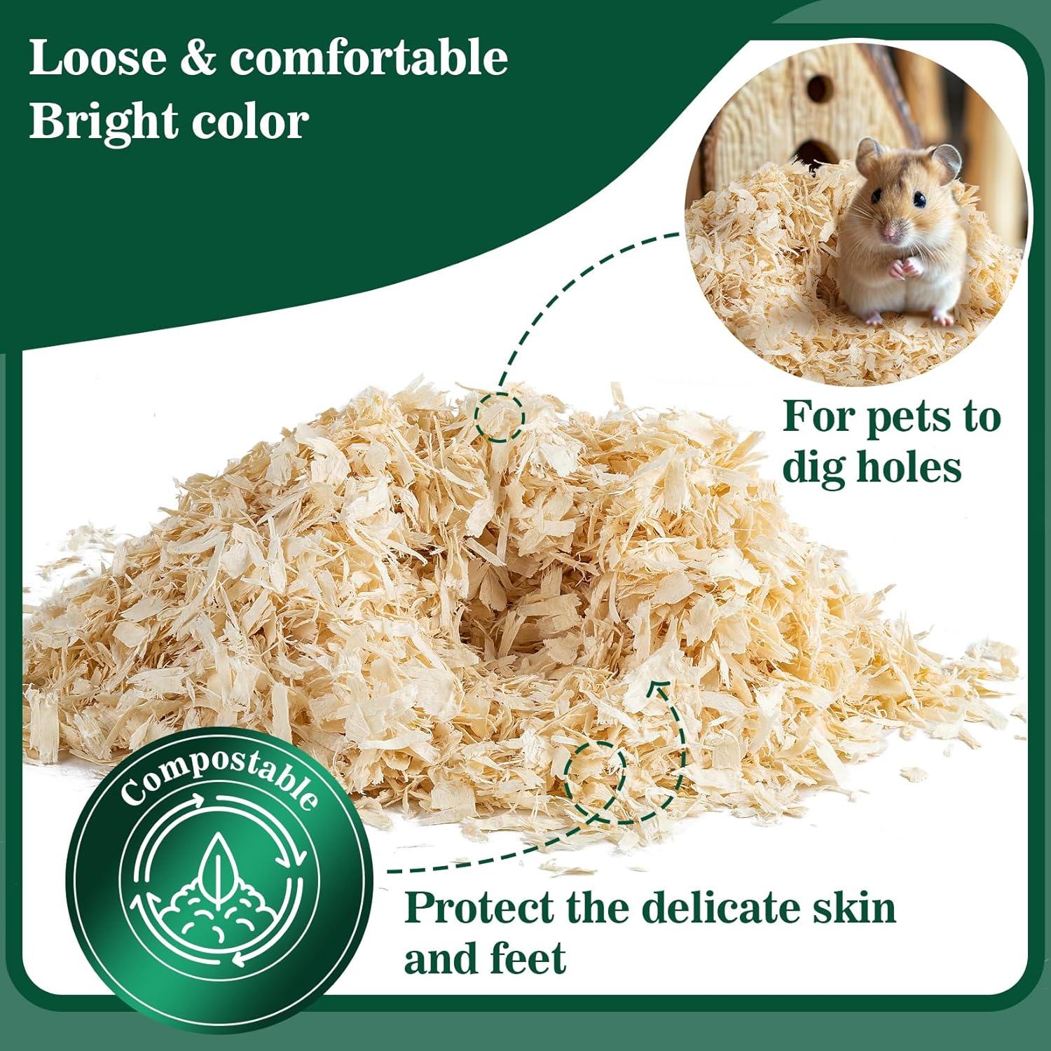 Sukh 14 OZ Aspen Hamster Bedding - Aspen Shavings Pet Supplies Bedding and Litter for Guinea Pig Rabbit Snake Enclosure Horse Bunny Hedgehog Chicken Coop Reptile Chinchilla Small Animal - Image 4
