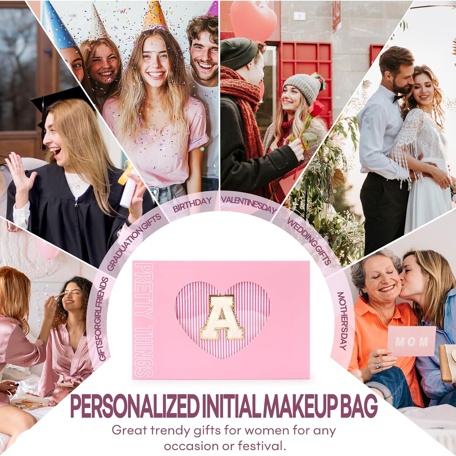 mibasies Graduation Gifts for Teen Girls Girlfriend - Mothers Day Gifts for Mom - 2PCS Gifted Box Makeup Bags - Cosmetic Bag for Travel Toiletry - Teen Girl Gifts Trendy Stuff Teacher Gift - Pink A - Image 5