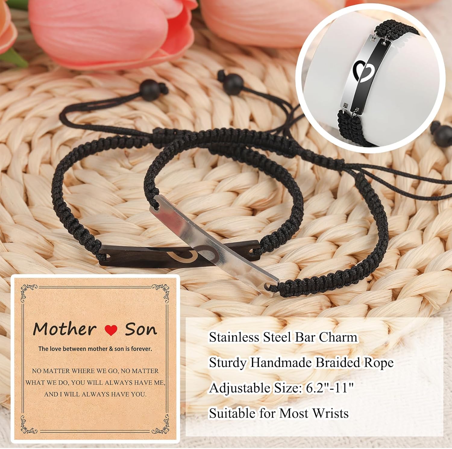 To My Son Bracelet Gifts from Mom Mother, Christmas Stocking Stuffers Birthday Valentine's Day Mother’s Day Gifts for Mom Adult Son Teens Teen Teenage Boys Kids 8 9 10 11 12 13 14 15 16 Year Old - Image 2