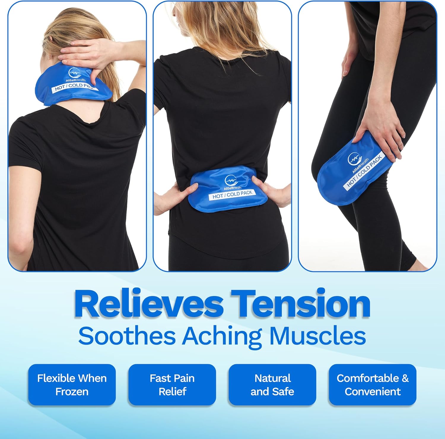 Ice Packs for Injuries Reusable for Swelling & Pain Relief – Soft Gel Ice Packs Reusable, Cold Packs for Injuries, Soft Ice Packs for Sprains, Bruises & Recovery, 10.5 x 5 Inch (4 Pack) - Image 4