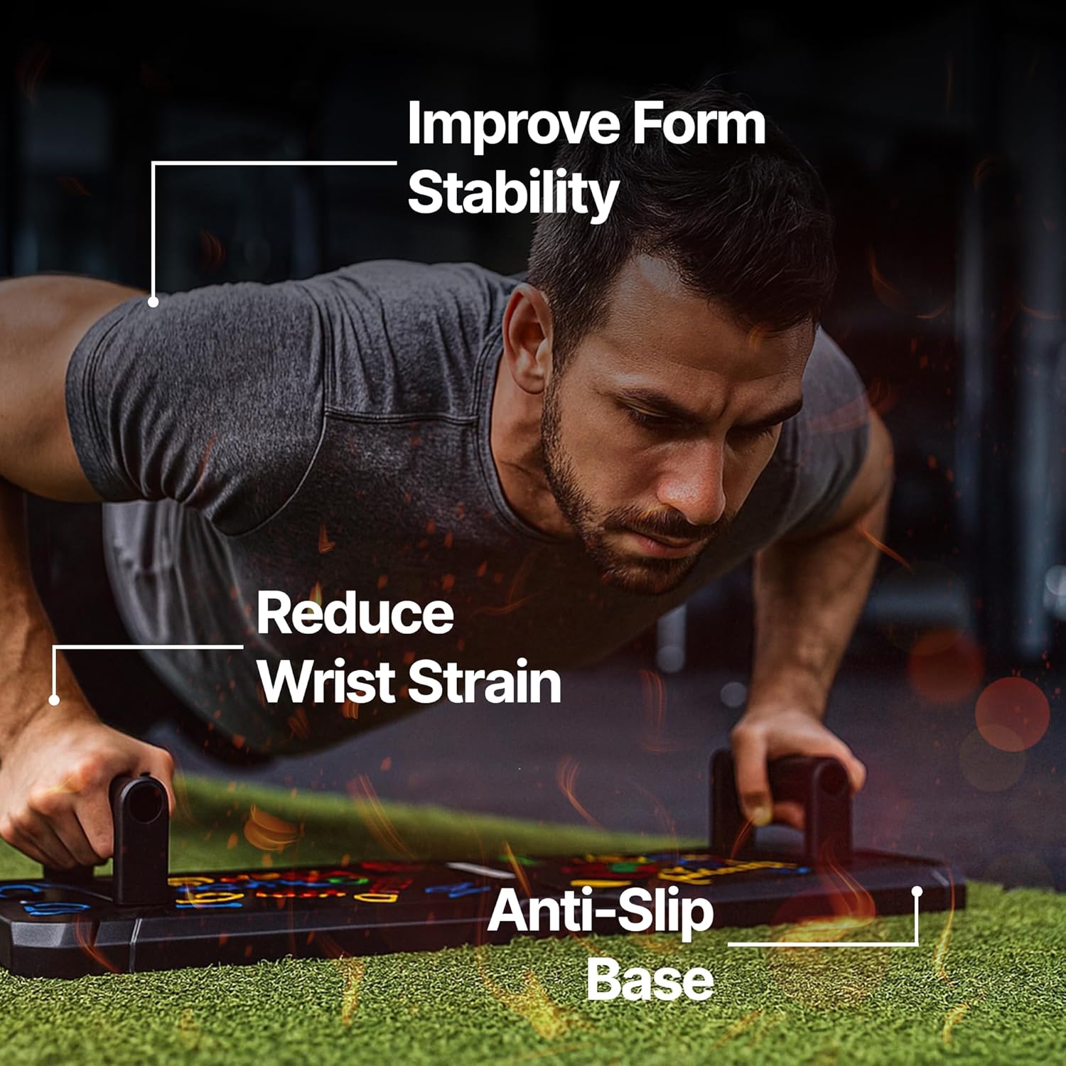 Solid Push Up Board | 20-in-1 Home Workout Equipment | Multi-Functional Pushup Board For Men & Women | Professional Pushup Stands For Chest Muscles - Image 3