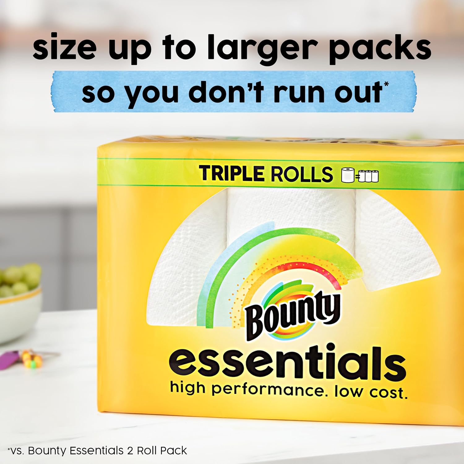 Bounty Essentials Select-A-Size Paper Towels, White, 2 Triple Rolls = 6 Regular Rolls (Packaging May Vary) - Image 8