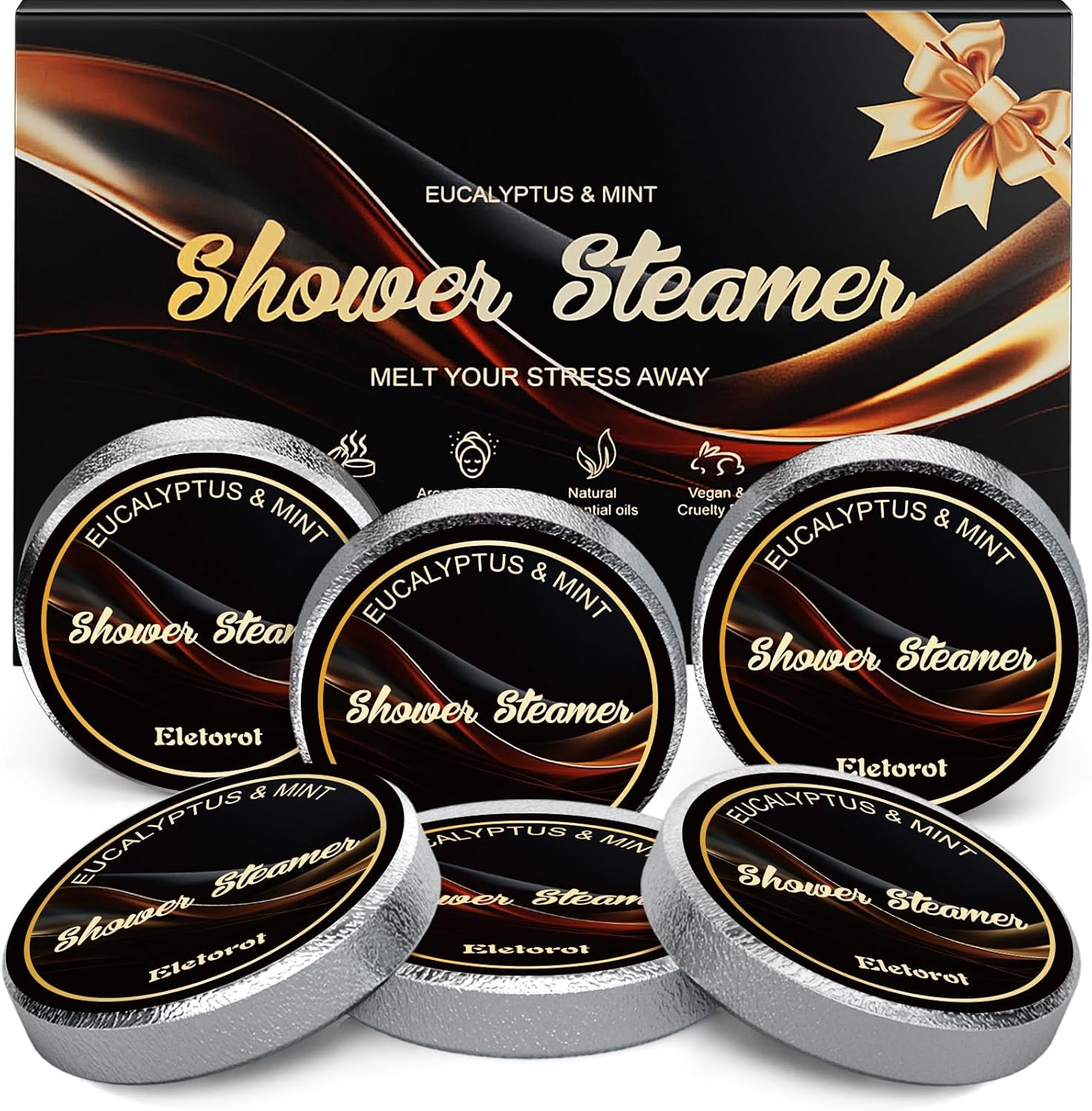 Mens Easter Basket Stuffers for Adults: Eucalyptus Shower Steamers Aromatherapy, 6 Packs Eucalyptus Mint Shower Bombs with Natural Essential, Stress Relief Self Care Birthday Gifts for Teens Boyfriend