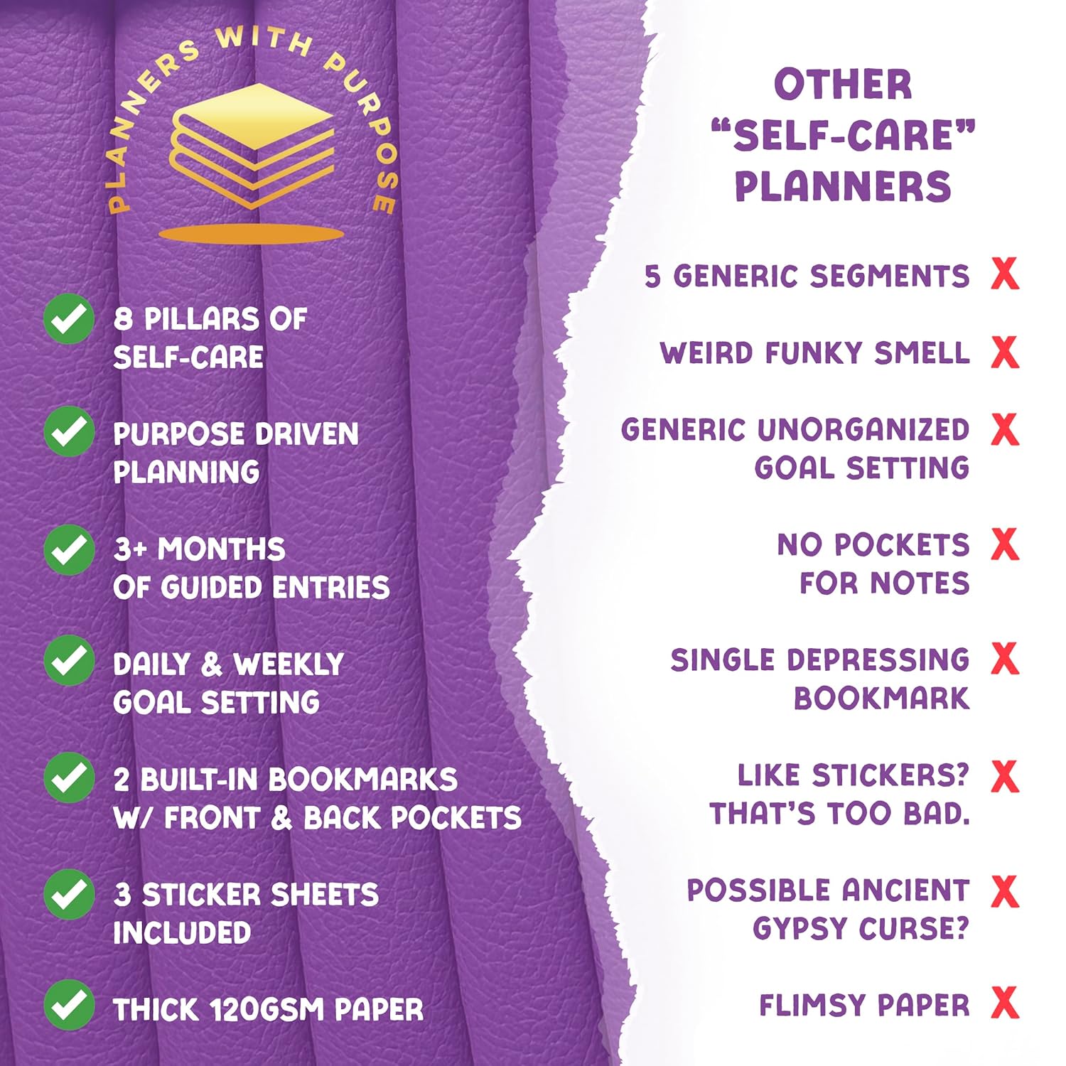 Planners with Purpose Self-Care Planner - Daily Wellness Journal with Guided Prompts, Gratitude, and Reflection - Mental Health Journal for Mindfulness, Positivity & Goal Setting Notebook for Women & Men A5 (Purple) - Image 5