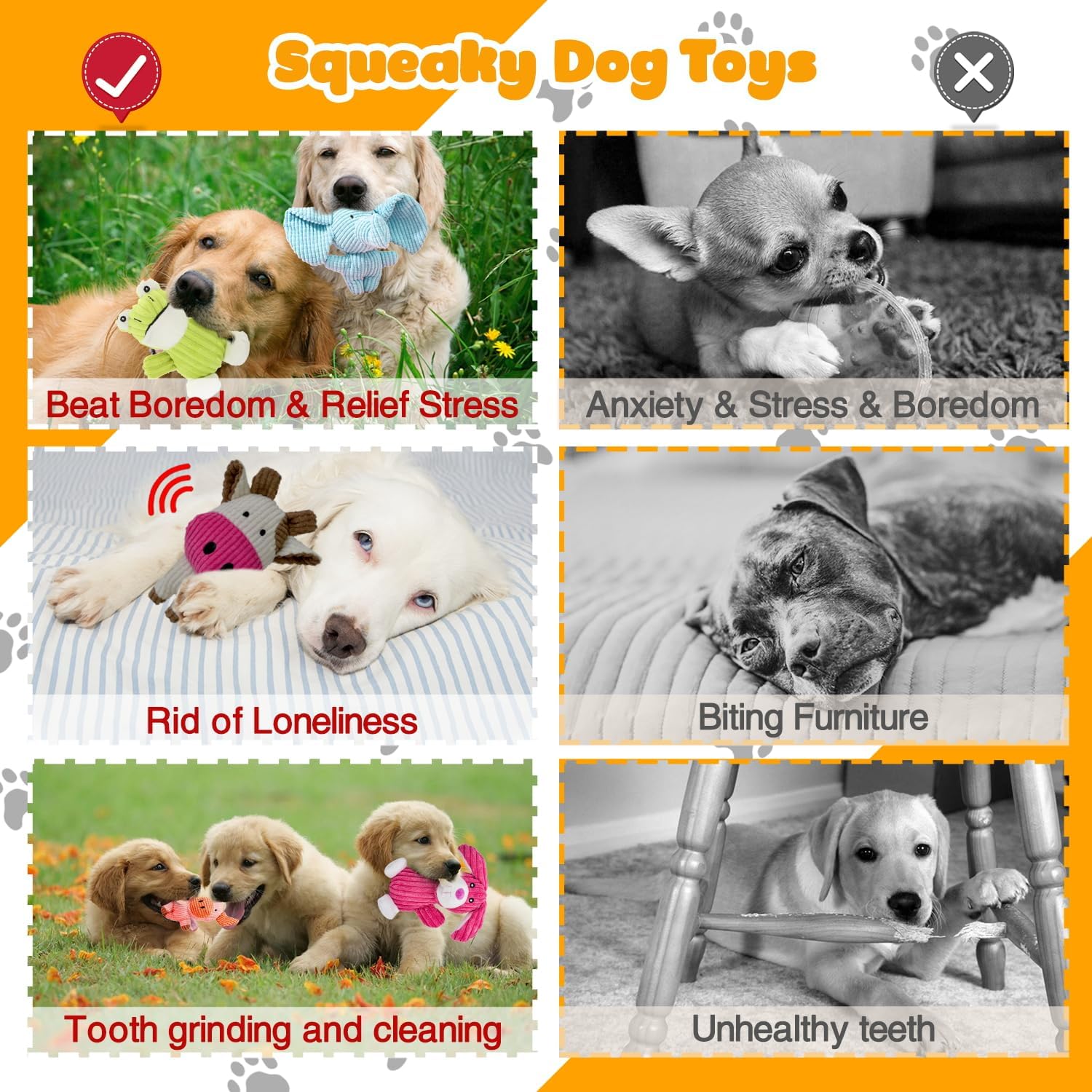 MRSOHRET 5 Pack Squeaky Dog Toys, Tough Stuffed Plush Puppy Tough Chew Toys, Durable Plush Animal Dog Toy for Large Small Medium Dogs to Keep Them Busy - Image 5