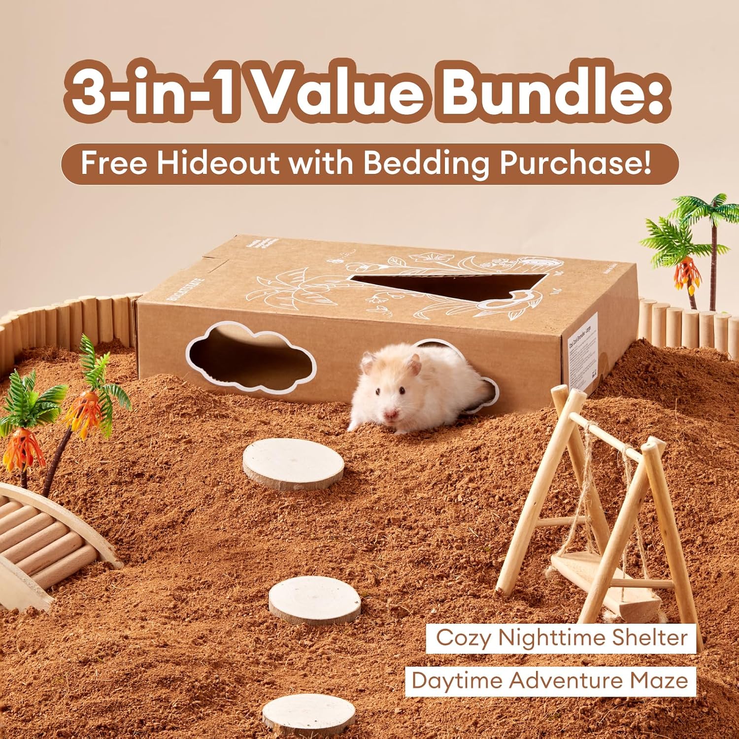 BUCATSTATE 5L Natural Coco Fiber Hamster Bedding, Soft Natural Coco Fiber Substrate for Small Pets & Dwarf Syrian Hamsters, Gerbils, Mice, Low-dust Hamster Hamsters - Image 7