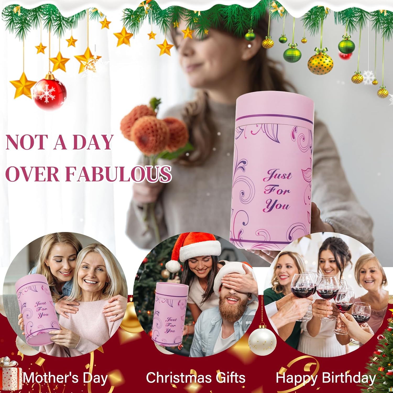 Gifts For Women,Not a Day Over Fabulous Personalized Wine Glasses Birthday Gifts Wine Glass Mothers Day Gifts For Women, Unique Gift Ideas for Her Mom Friends Female Her Wife Girlfriend Coworkers - Image 8