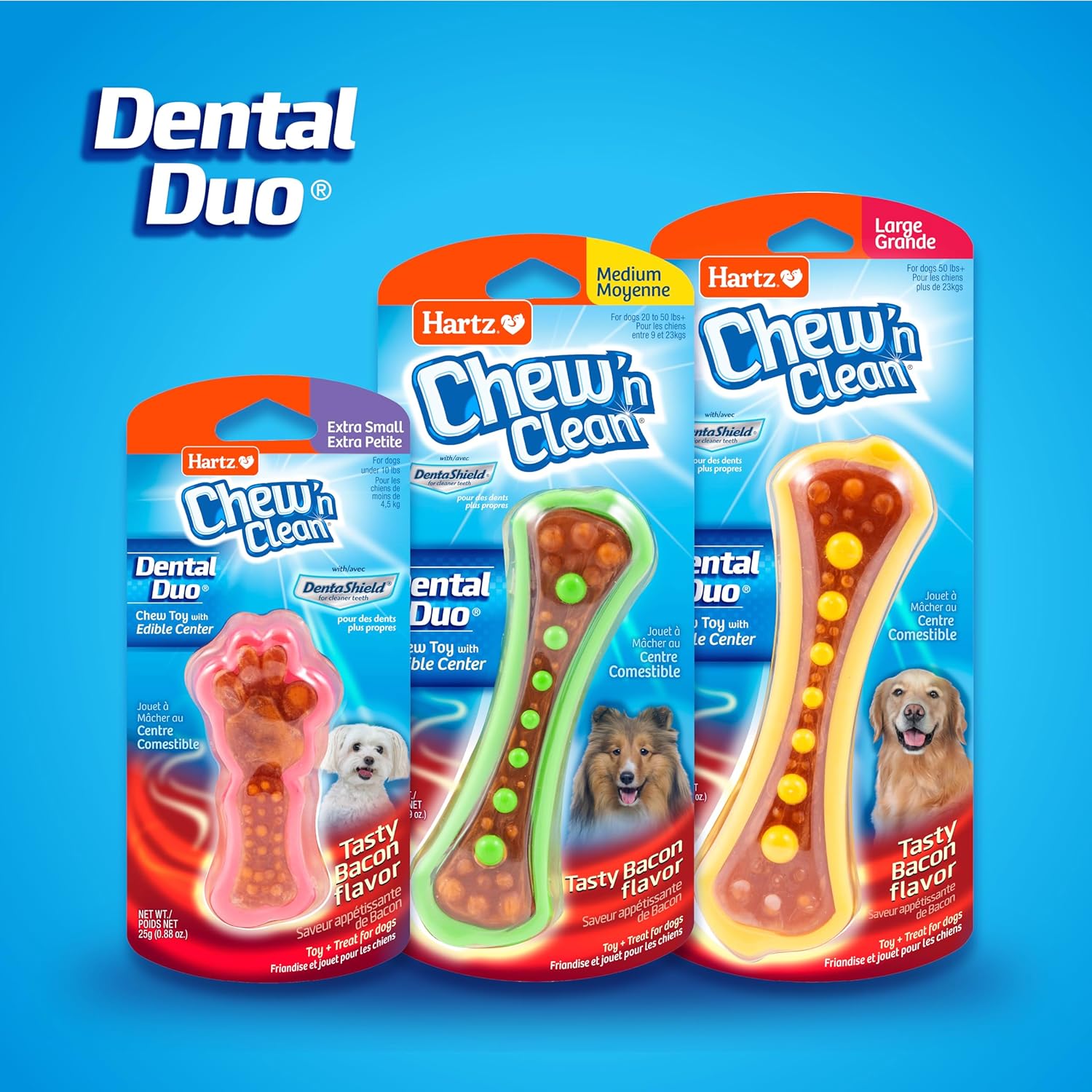Hartz Chew 'n Clean Dental Duo Dog Treat & Chew Toy, Color Varies, Large, 3 Pack - Image 6