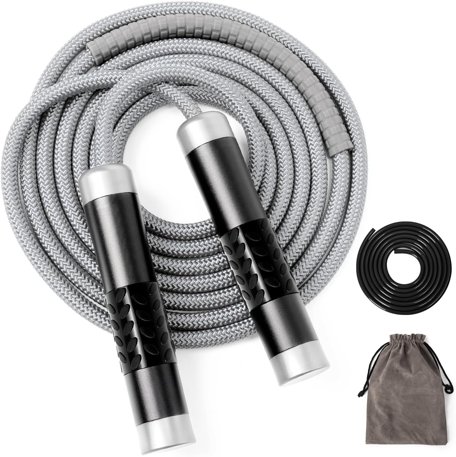Mangodan 1LB Weighted Jump Ropes for fitness Women Men, Tangle-Free Ball Bearing Rapid Speed Skipping Jump Rope with Adjustable 9mm Cotton & PVC Cord, Aluminum Handles for MMA, Boxing, CrossFit, Weight-loss Workouts