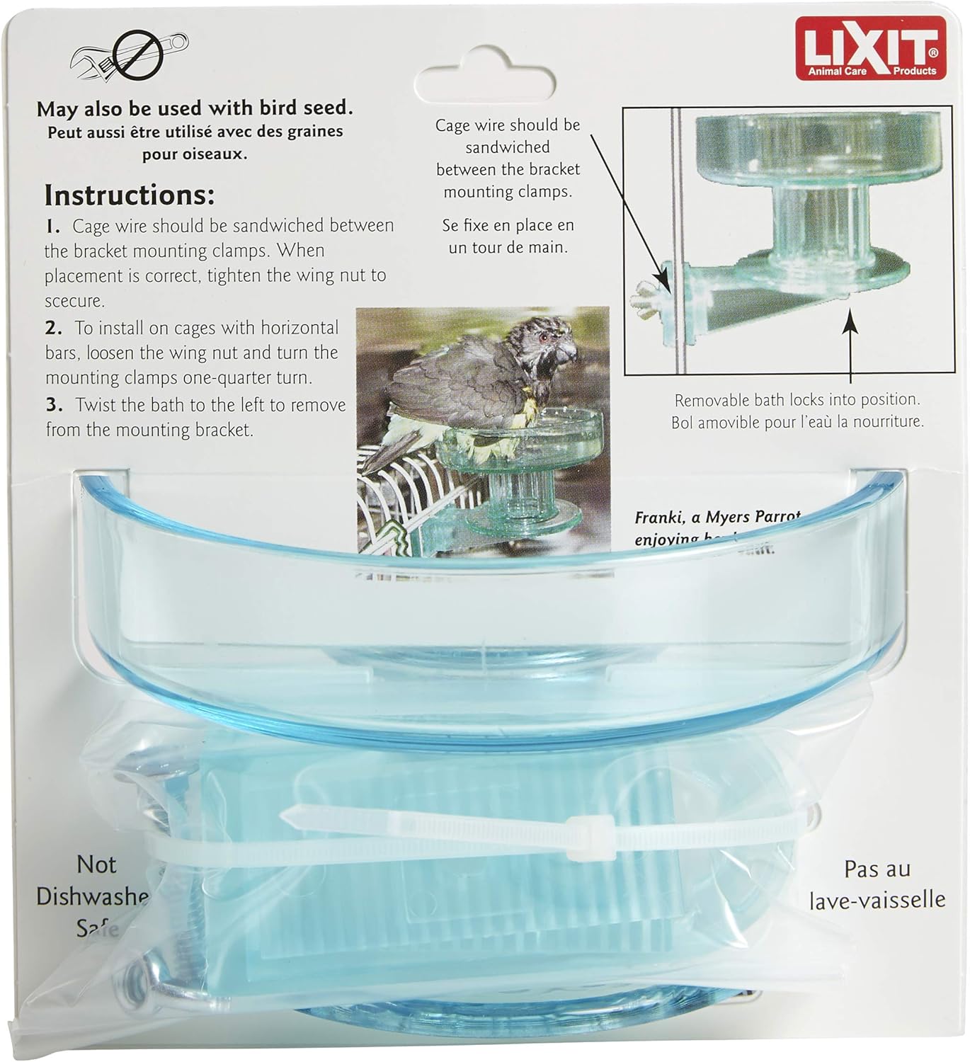 Lixit Quick Lock Bird Cage Bath for Lovebirds, Canaries, Finches, Parakeets, and Cockatiels and Other Small to Medium Feathered Friends (Pack of 1) - Image 6