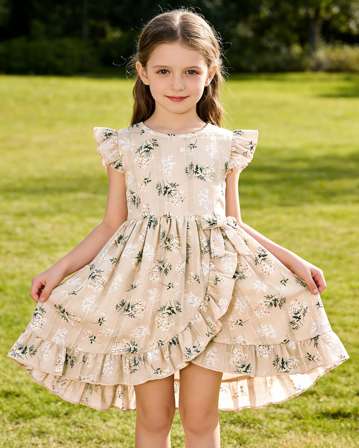 YALLET Toddler Baby Girl Dress Flutter Sleeves Kids Casual Dresses Ruffled Hem Cute Print Girl Summer Outfit for Beach Party - Image 2