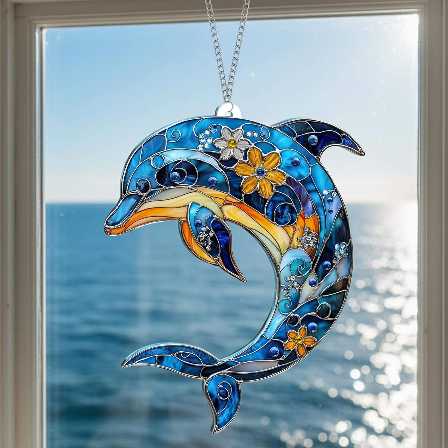 Beach Christmas Ornaments for Tree, Sea Turtle Acrylic Suncatcher Ornament with Story Card, Sea Turtle Gifts for Women, Beach Gifts for Women, Christmas Stocking Stuffers Ideas (Dolphin) - Image 6