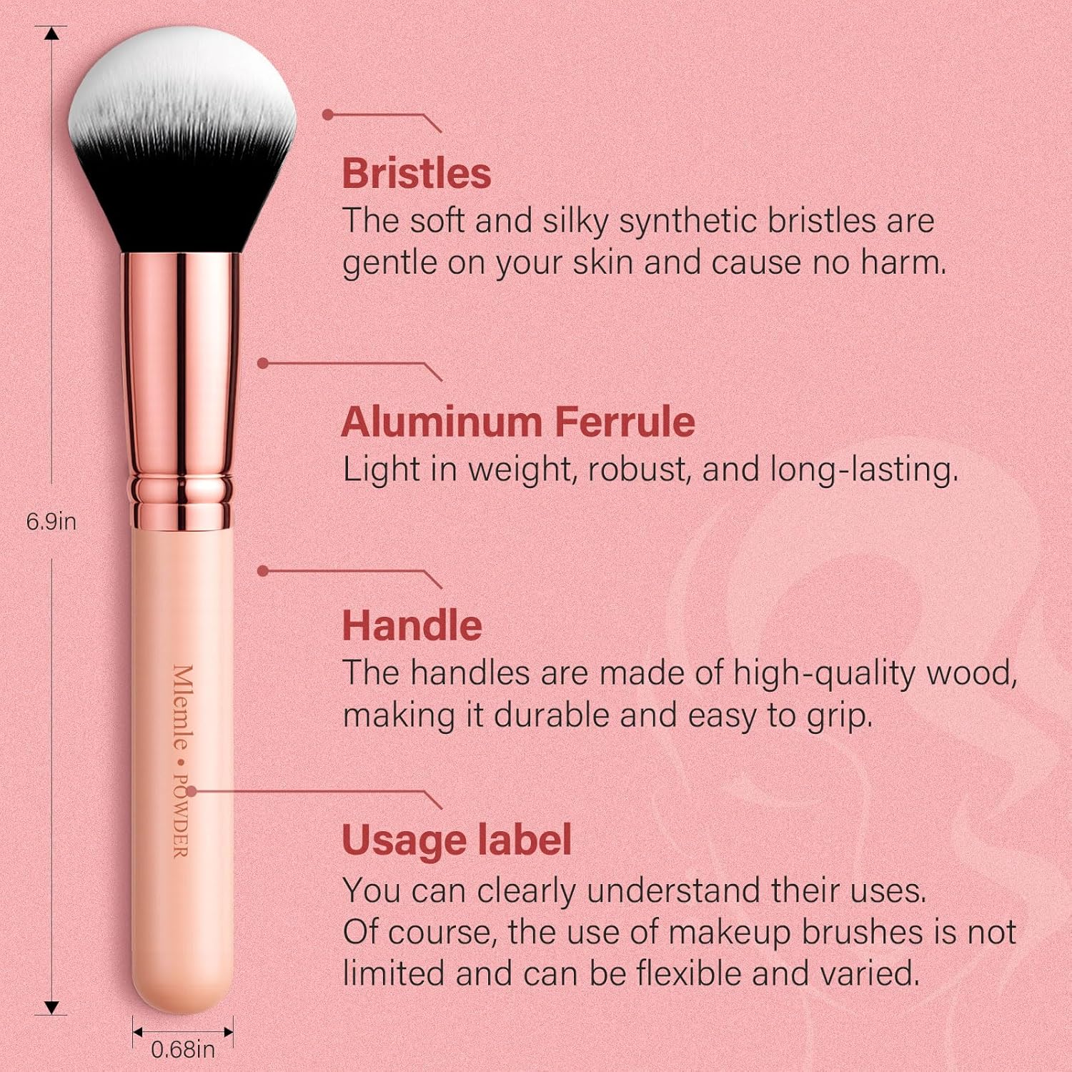 Makeup Brushes Set, Mlemle Professional 26 Pcs Makeup Kit, Include Powder Foundation Concealers Blush Eye shadows Eyebrow 21 Pcs Makeup Brushes and 2 Powder Puff, 3 Makeup Sponge(A01-Pink) - Image 3