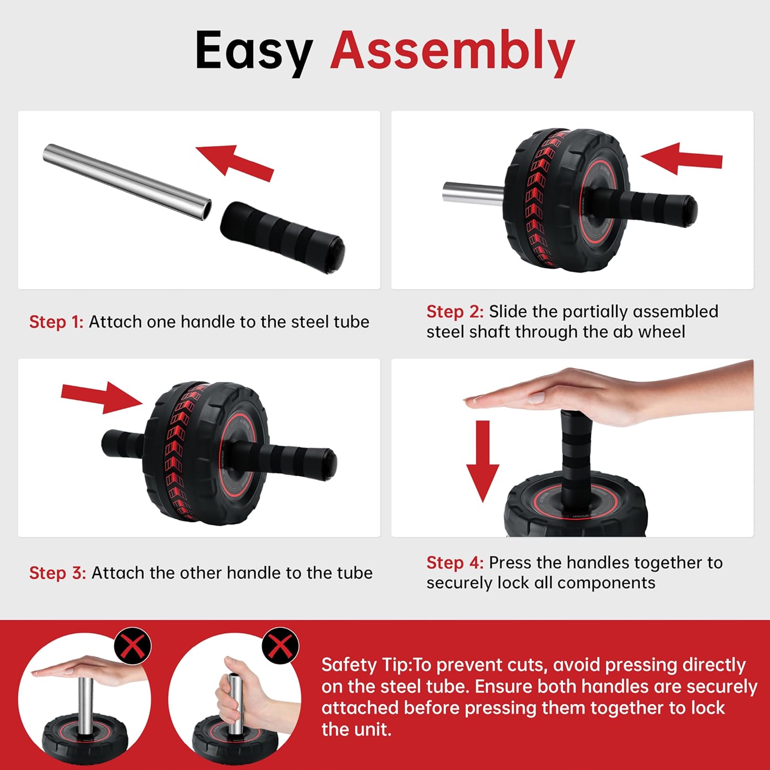 Ab Roller Wheel for Abs Workout - Core Strength Training Equipment for Home Gym with Knee Pad, Abdominal Exercise Wheel for Men and Women - Image 7